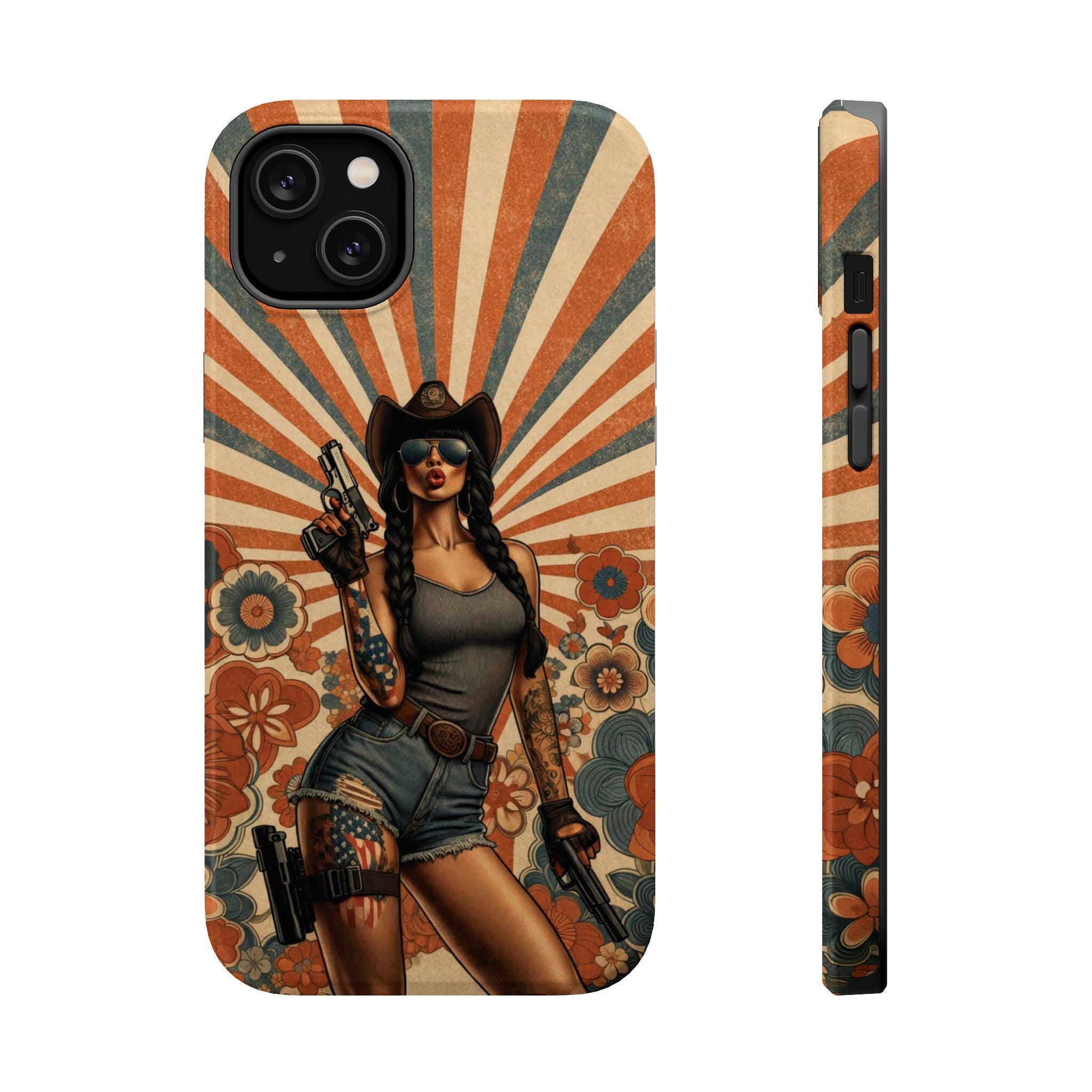 Americana 9mm Pinup Girl - Magnetic Impact‑Resistant Phone Case  iPhone 13-17 / Samsung S26  MagSafe Compatible