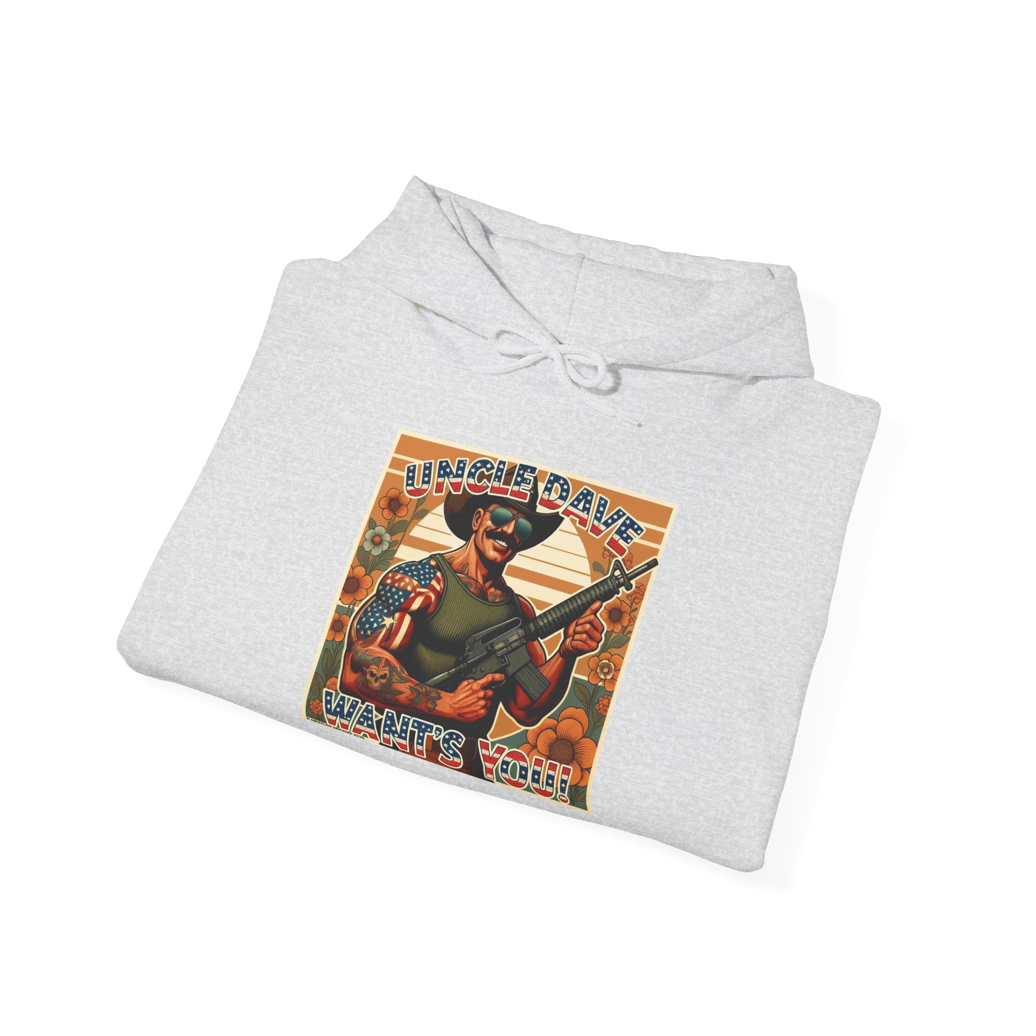 Patriotic 'Uncle Dave Wants You' Hoodie — Gunslinger Girls Rifle Retro Illustration (US Only)
