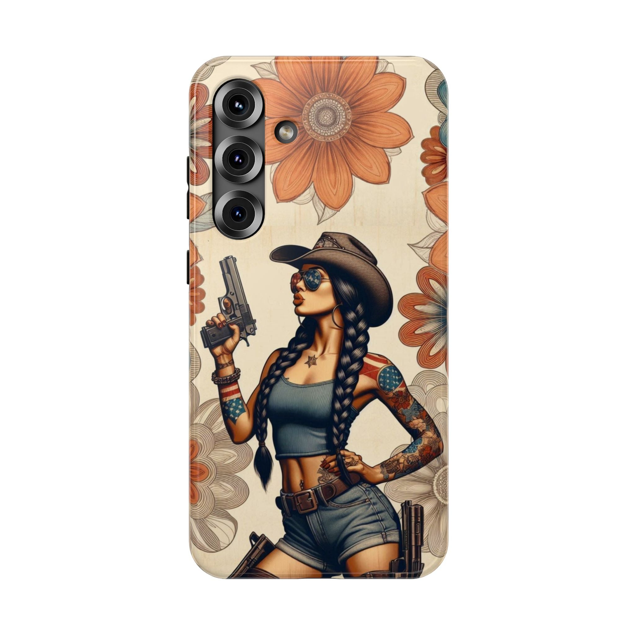 Americana 9mm Pinup Girl - Impact‑Resistant Phone Case   Samsung Galaxy Series S22 / S22+ / S22 Ultra - S25 / S25+ / S25 Ultra