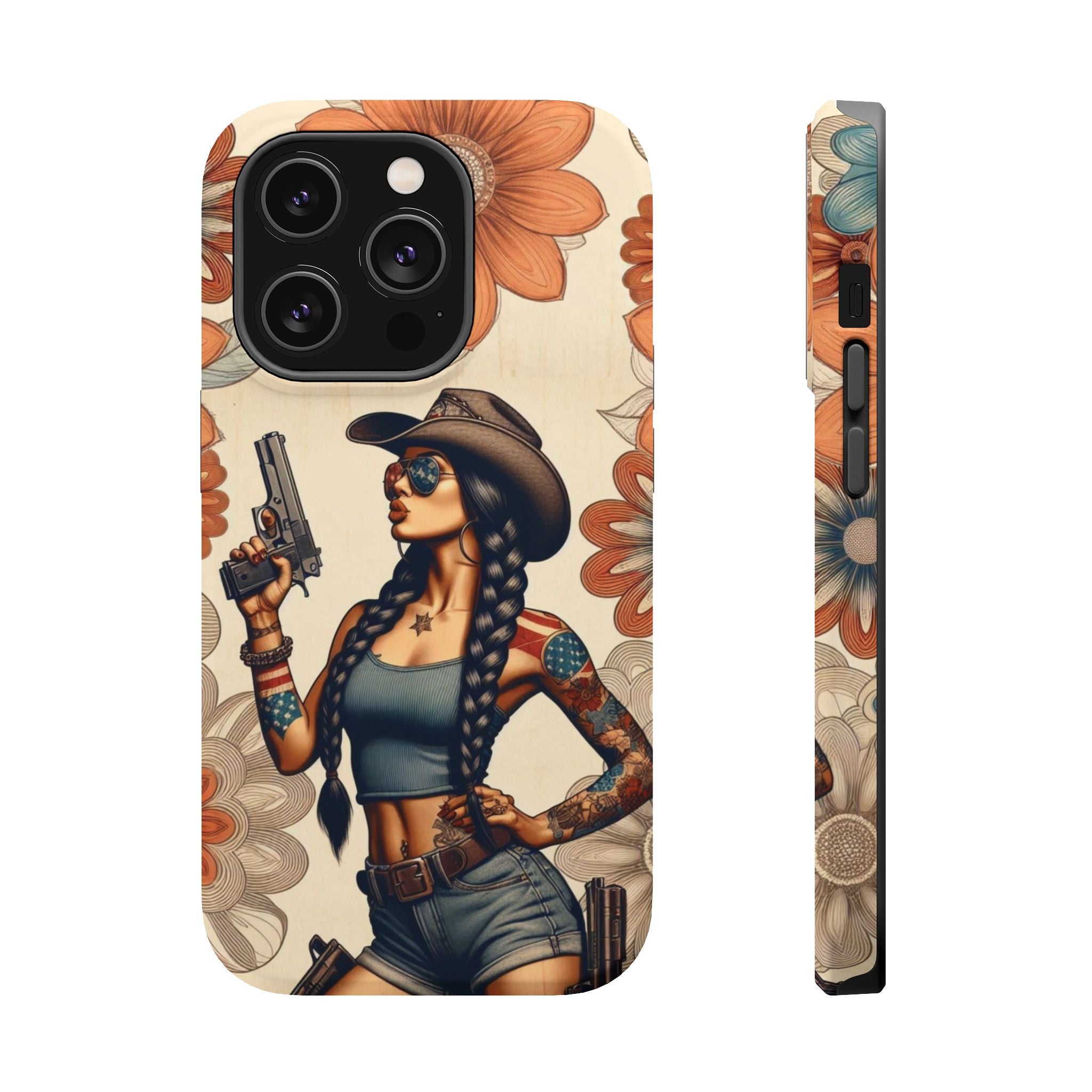 Americana 9mm Pinup Girl - Magnetic Impact‑Resistant Phone Case  iPhone 13-17 / Samsung S26  MagSafe Compatible