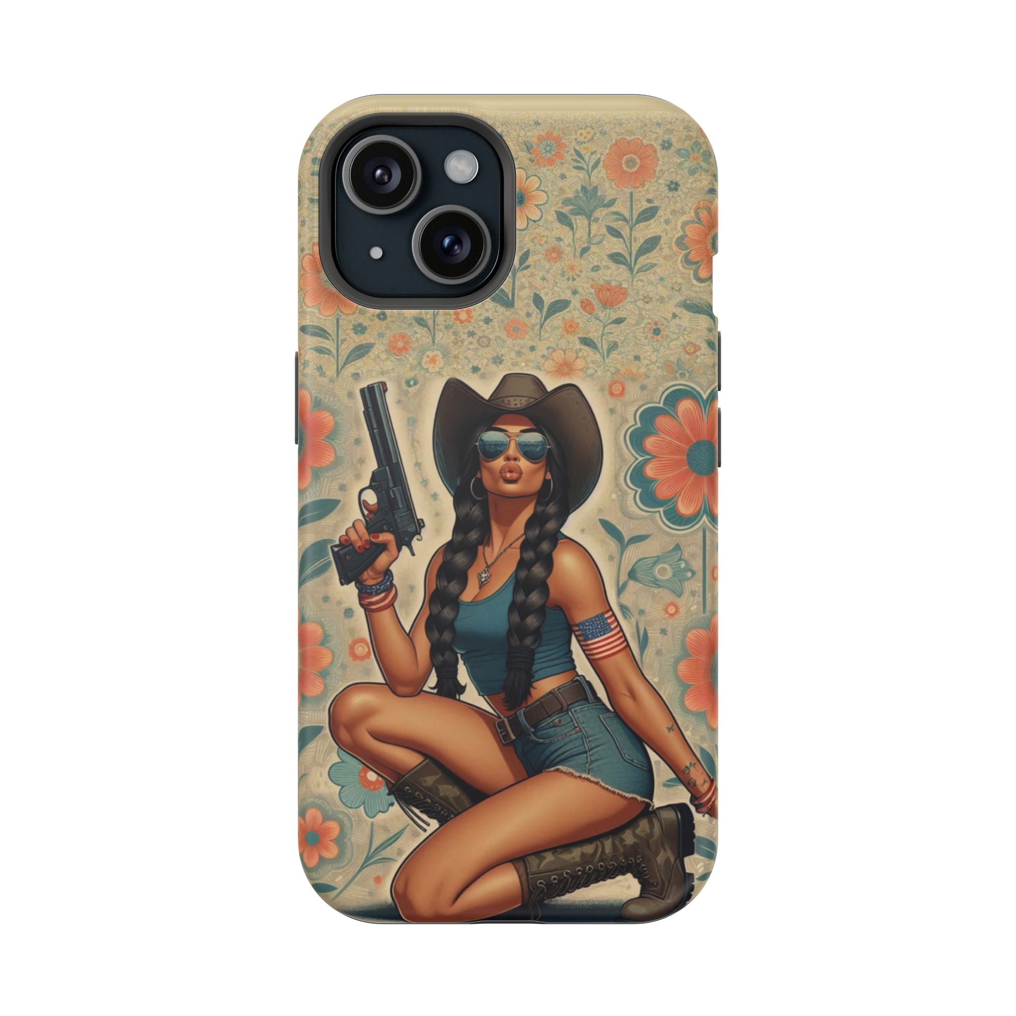 Americana 9mm Pinup Girl - Magnetic Impact‑Resistant Phone Case  iPhone 13-17 / Samsung S26  MagSafe Compatible