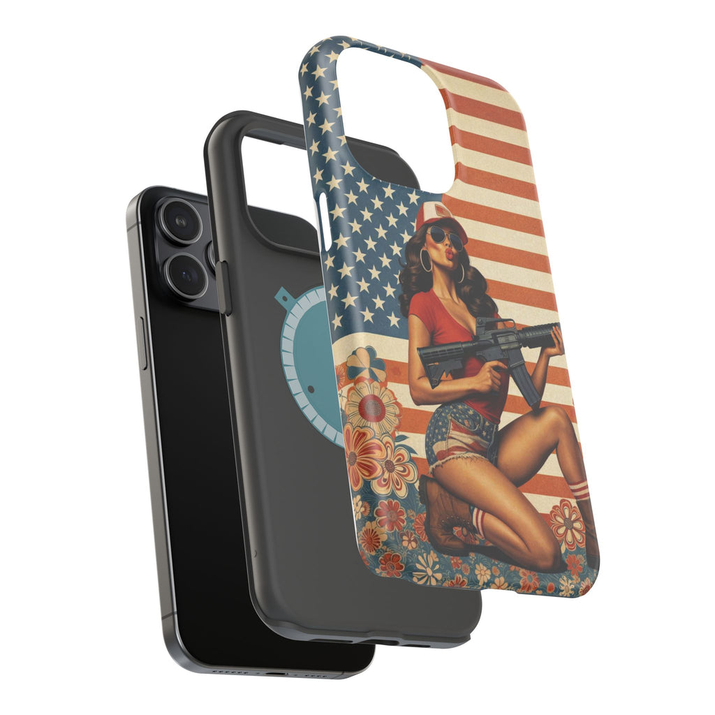 Americana AR-15 Pinup Girl - Magnetic Impact‑Resistant Phone Case  iPhone 13-17 / Samsung S26  MagSafe Compatible
