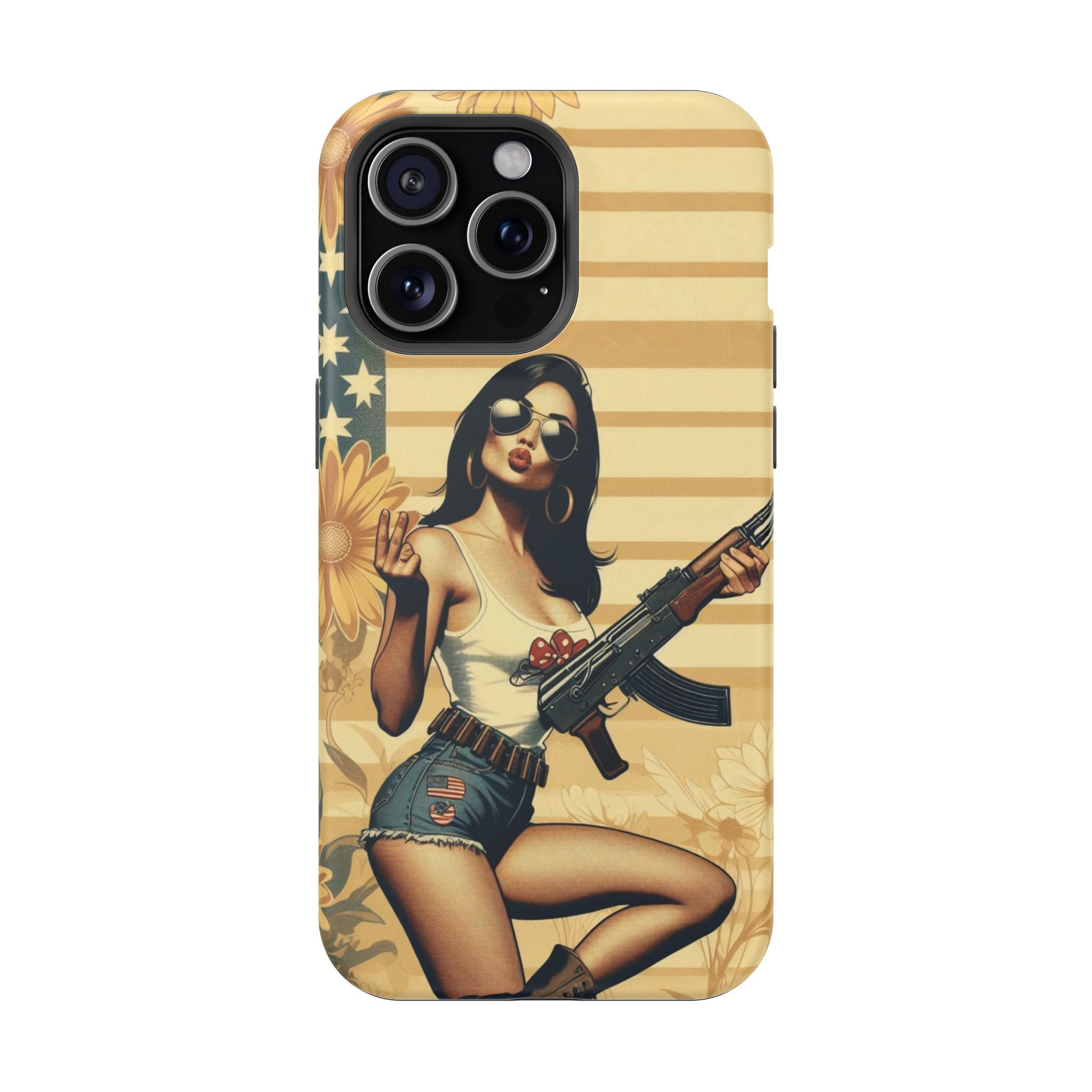 Americana AK-47 Pinup Girl - Magnetic Impact‑Resistant Phone Case  iPhone 13-17 / Samsung S26  MagSafe Compatible