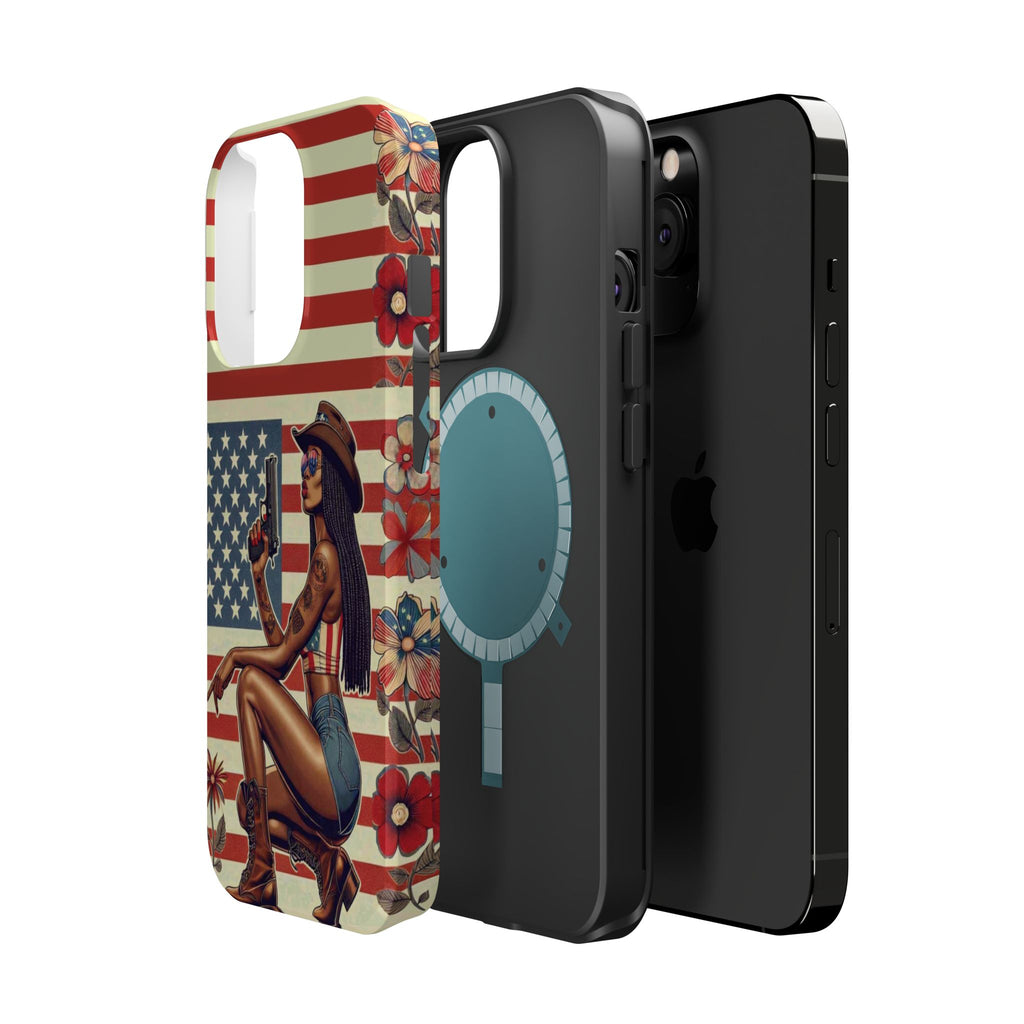Americana 9mm Pinup Girl - Magnetic Impact‑Resistant Phone Case  iPhone 13-17 / Samsung S26  MagSafe Compatible