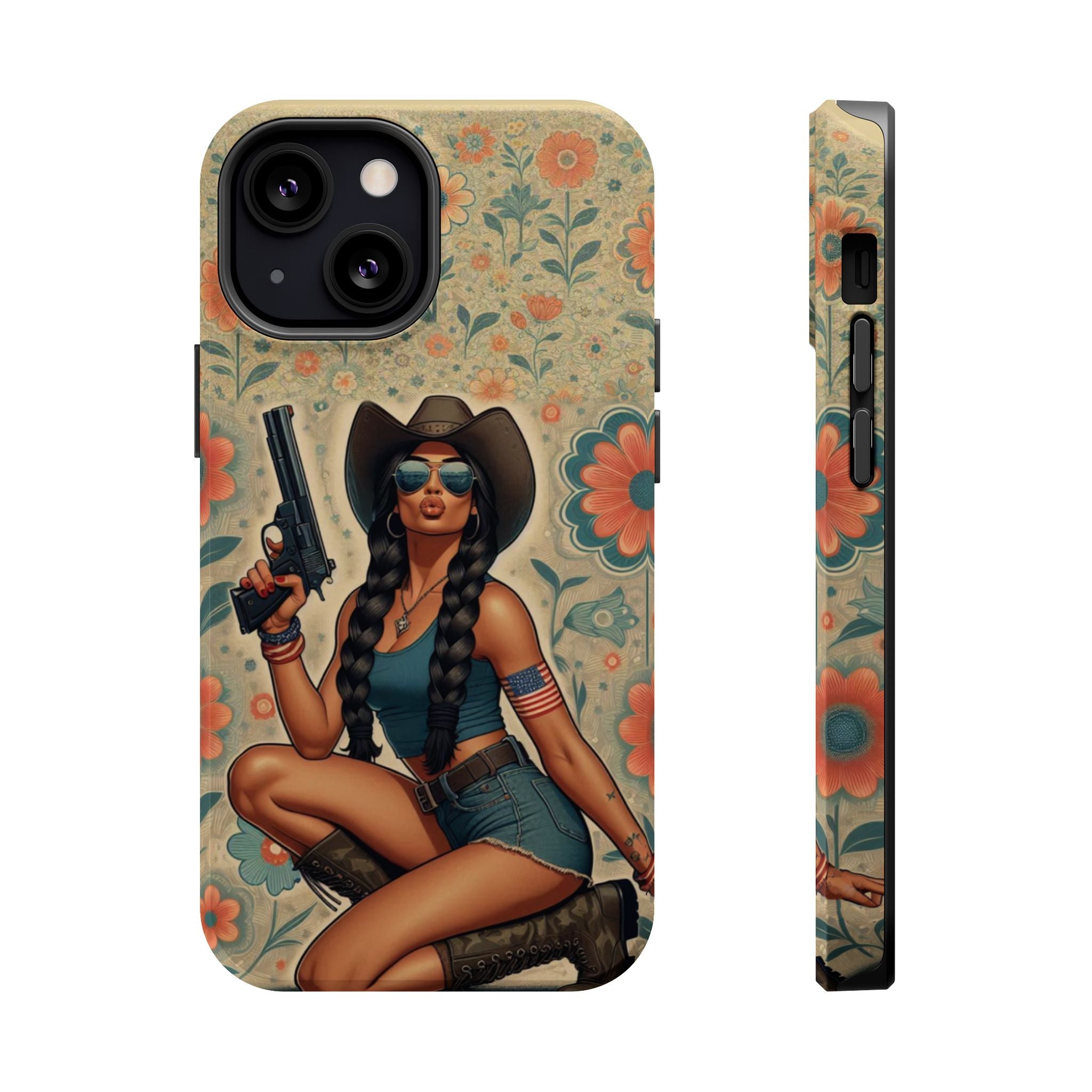 Americana 9mm Pinup Girl - Magnetic Impact‑Resistant Phone Case  iPhone 13-17 / Samsung S26  MagSafe Compatible
