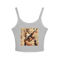 Retro Pinup Girl Tank Top — Vintage Flag & Floral Spaghetti Strap