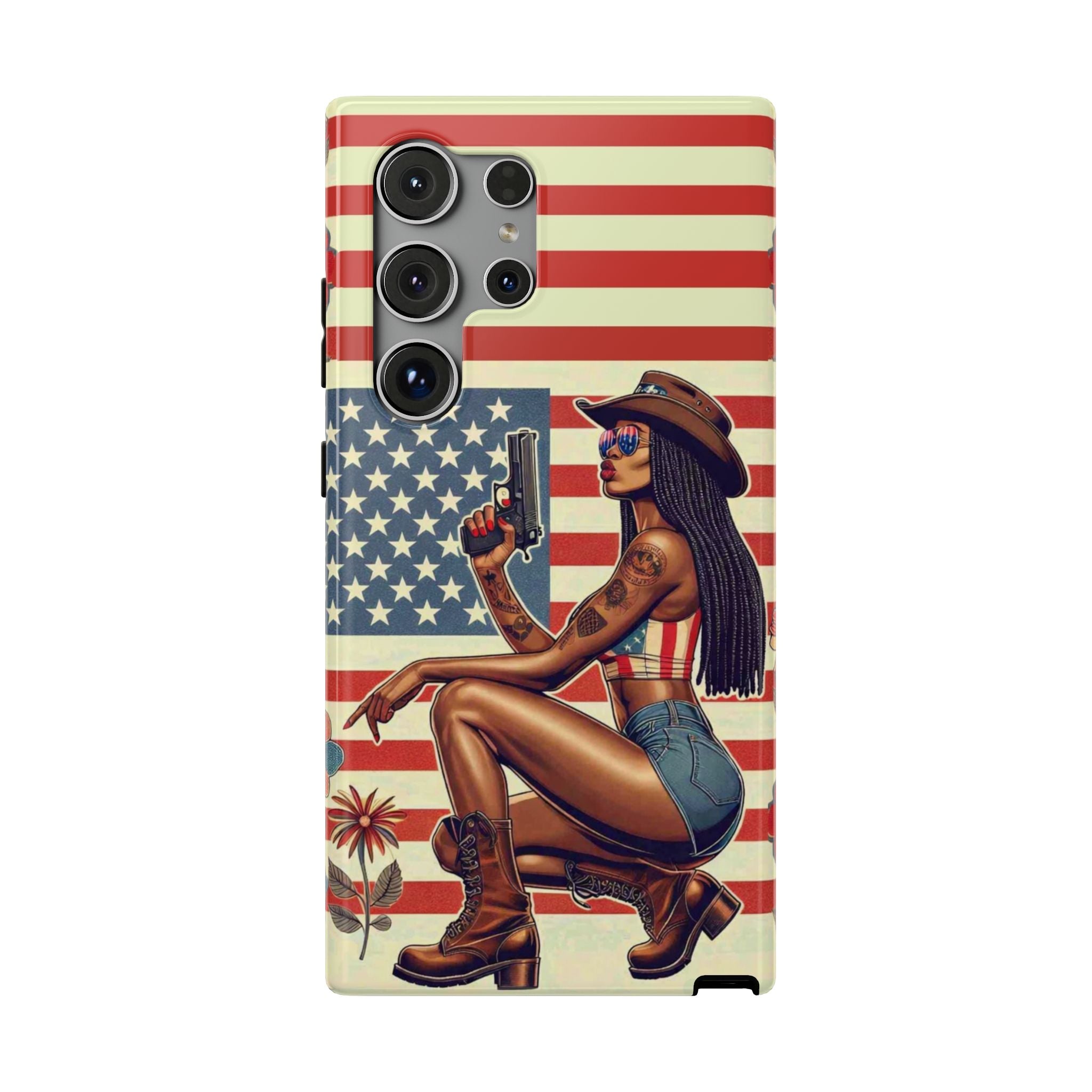 Americana 9mm Pinup Girl - Impact‑Resistant Phone Case   Samsung Galaxy Series S22 / S22+ / S22 Ultra - S25 / S25+ / S25 Ultra