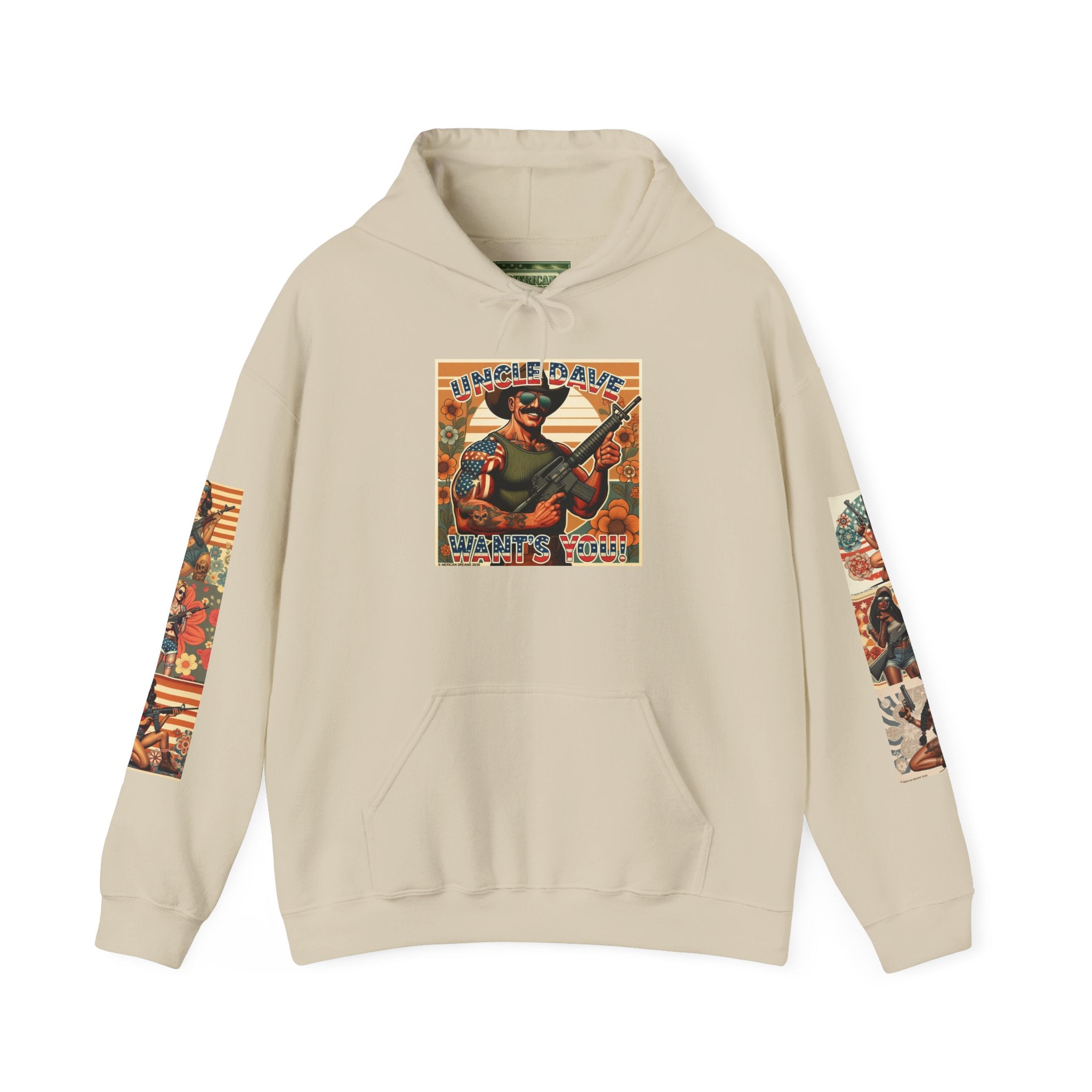 Patriotic 'Uncle Dave Wants You' Hoodie — Gunslinger Girls Rifle Retro Illustration (US Only)
