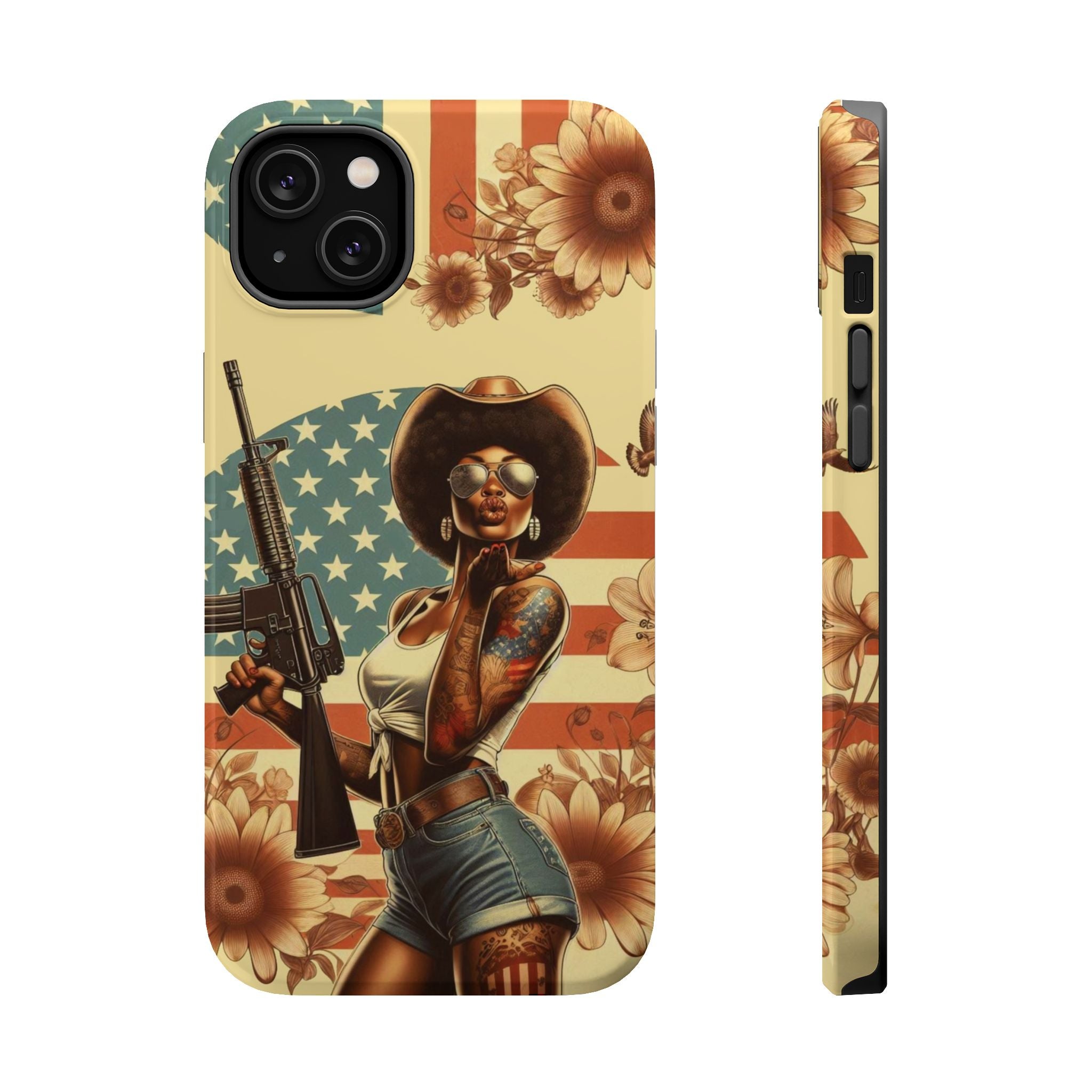 Americana AR-15 Pinup Girl - Magnetic Impact‑Resistant Phone Case  iPhone 13-17 / Samsung S26  MagSafe Compatible
