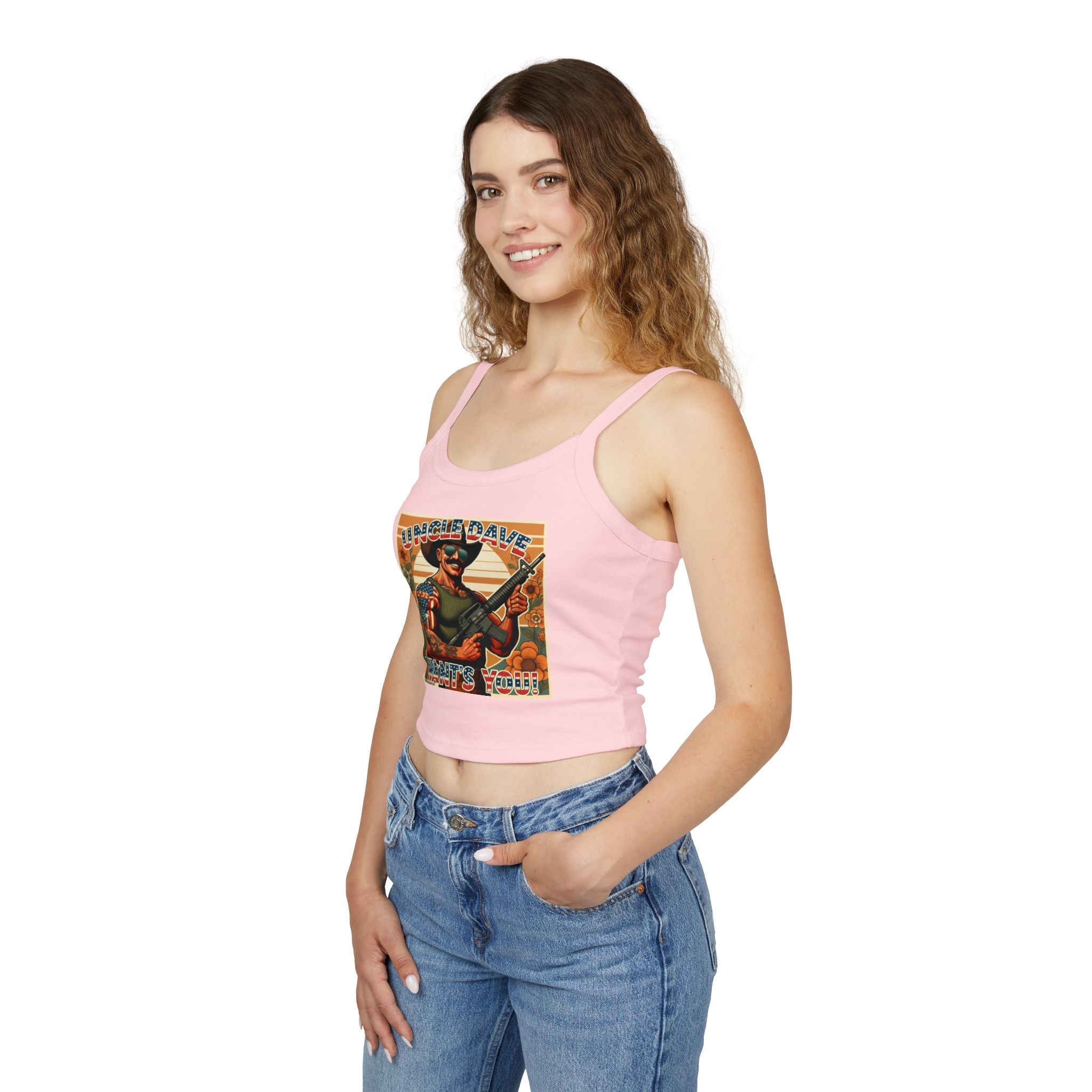 Uncle Dave Wants You Floral Flag Tank Top — Owner-Artist with Rifle