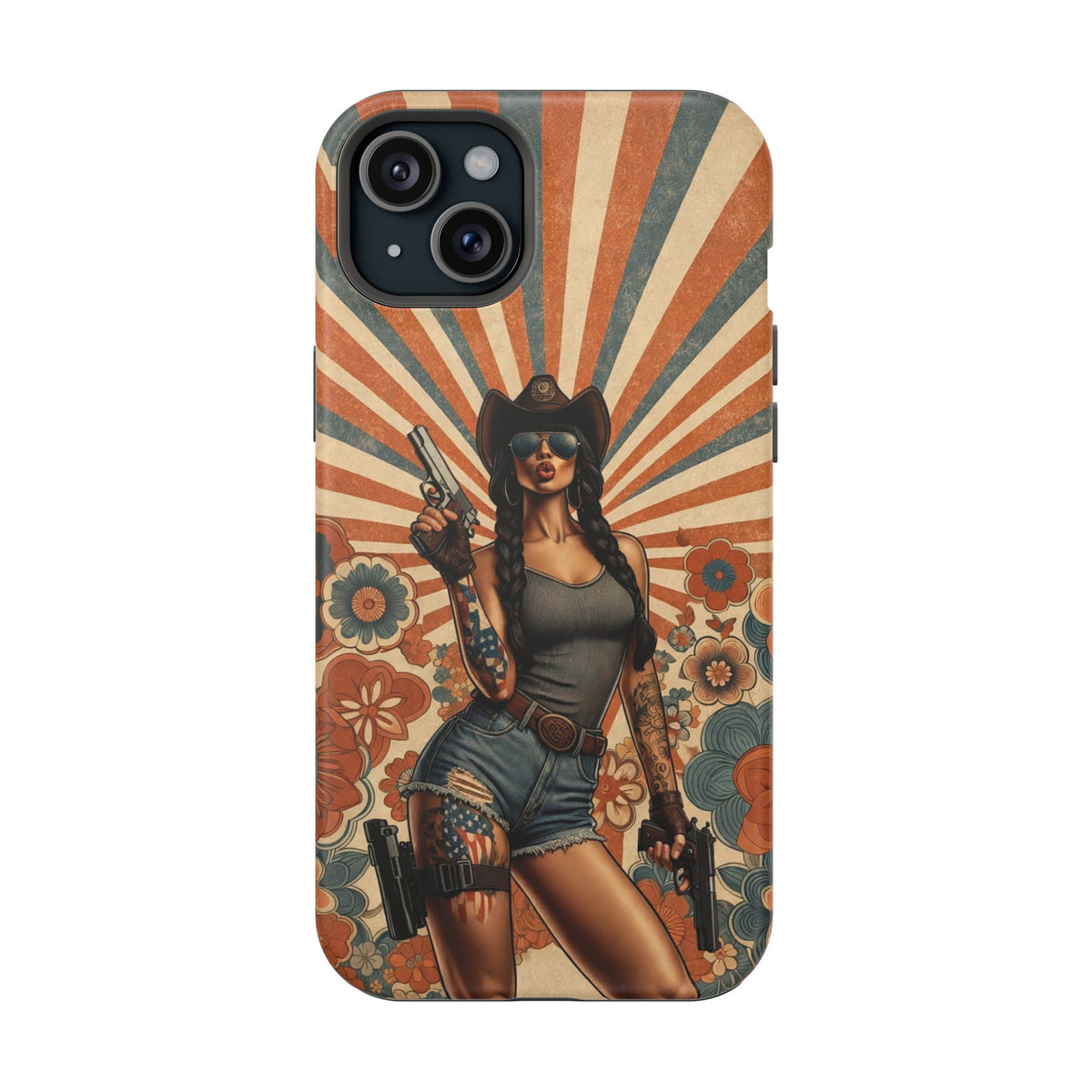 Americana 9mm Pinup Girl - Magnetic Impact‑Resistant Phone Case  iPhone 13-17 / Samsung S26  MagSafe Compatible