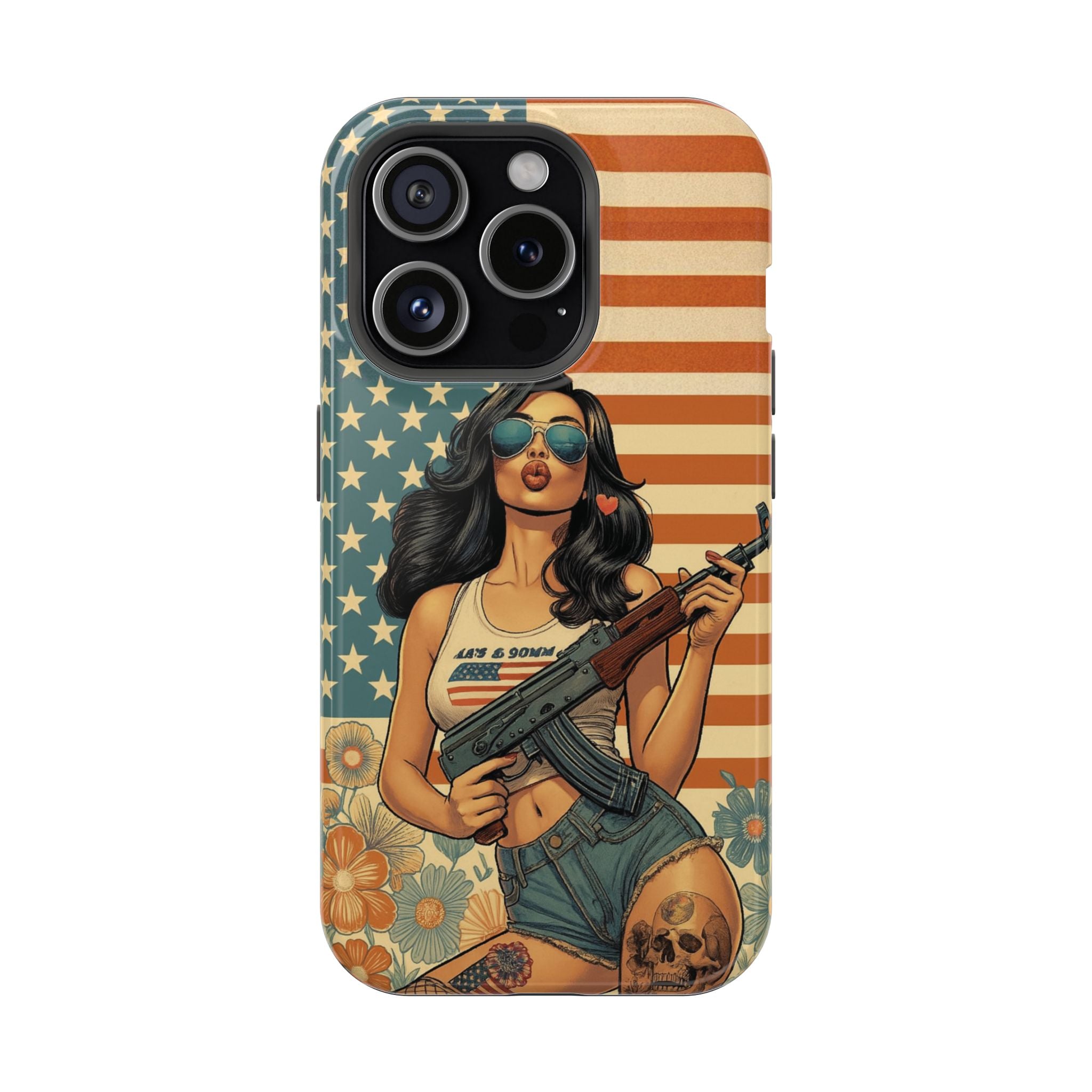 Americana AK-47 Pinup Girl - Magnetic Impact‑Resistant Phone Case  iPhone 13-17 / Samsung S26  MagSafe Compatible