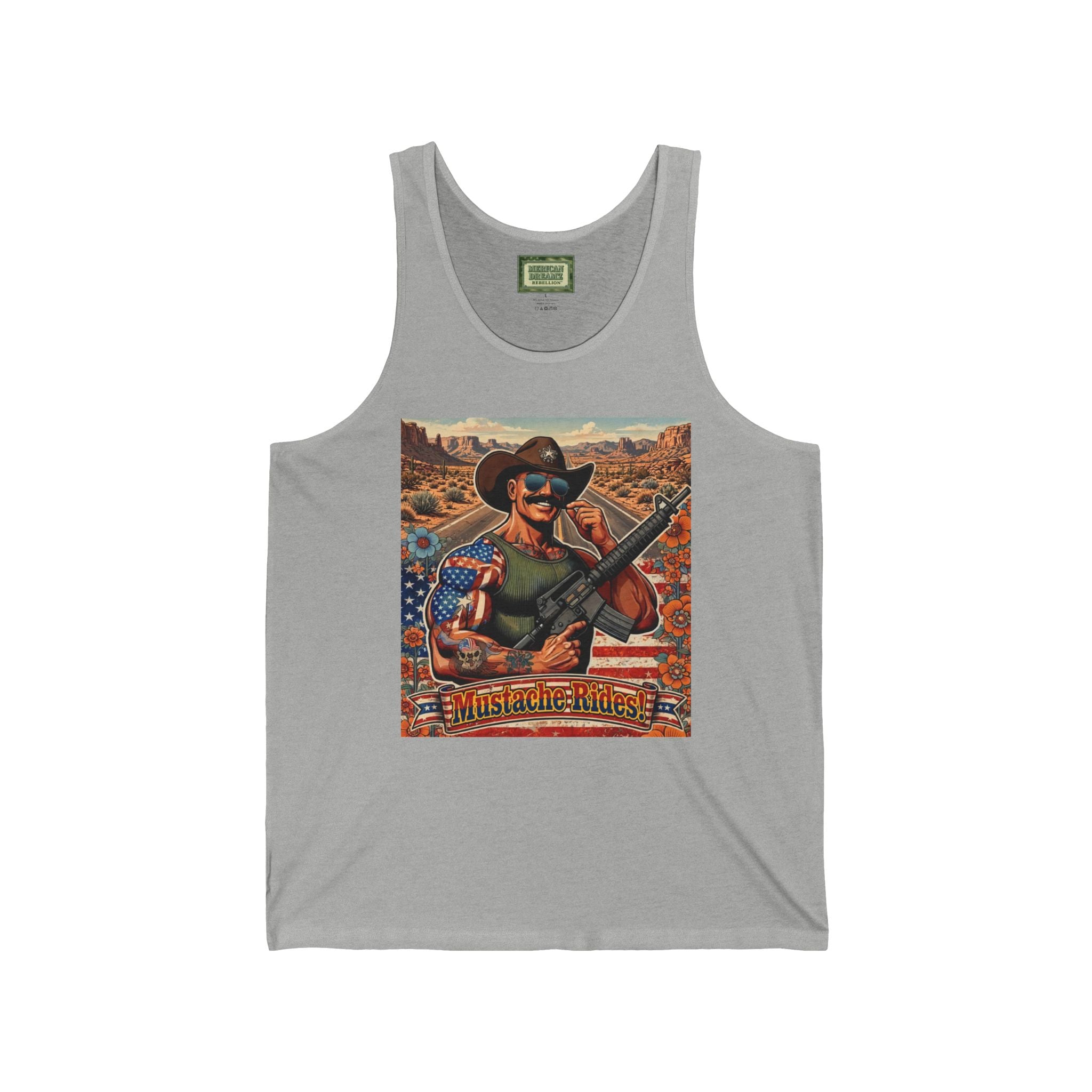 MERICAN UNCLE - Graphic Tank Top - Mustache Rides - 1