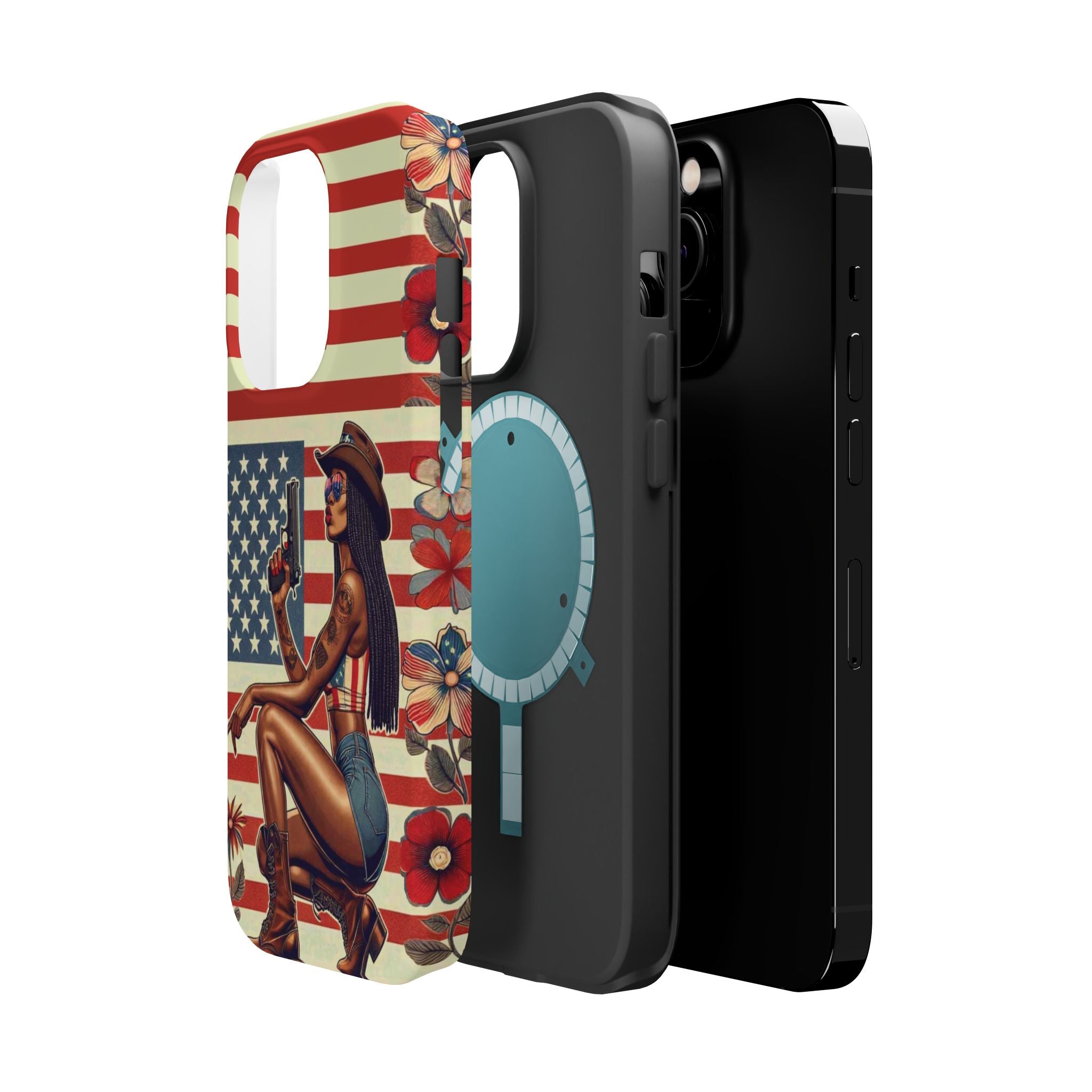 Americana 9mm Pinup Girl - Magnetic Impact‑Resistant Phone Case  iPhone 13-17 / Samsung S26  MagSafe Compatible