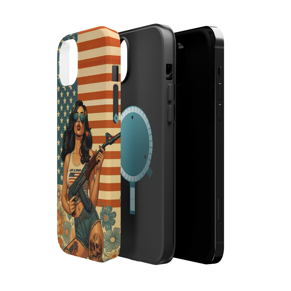 Americana AK-47 Pinup Girl - Magnetic Impact‑Resistant Phone Case  iPhone 13-17 / Samsung S26  MagSafe Compatible