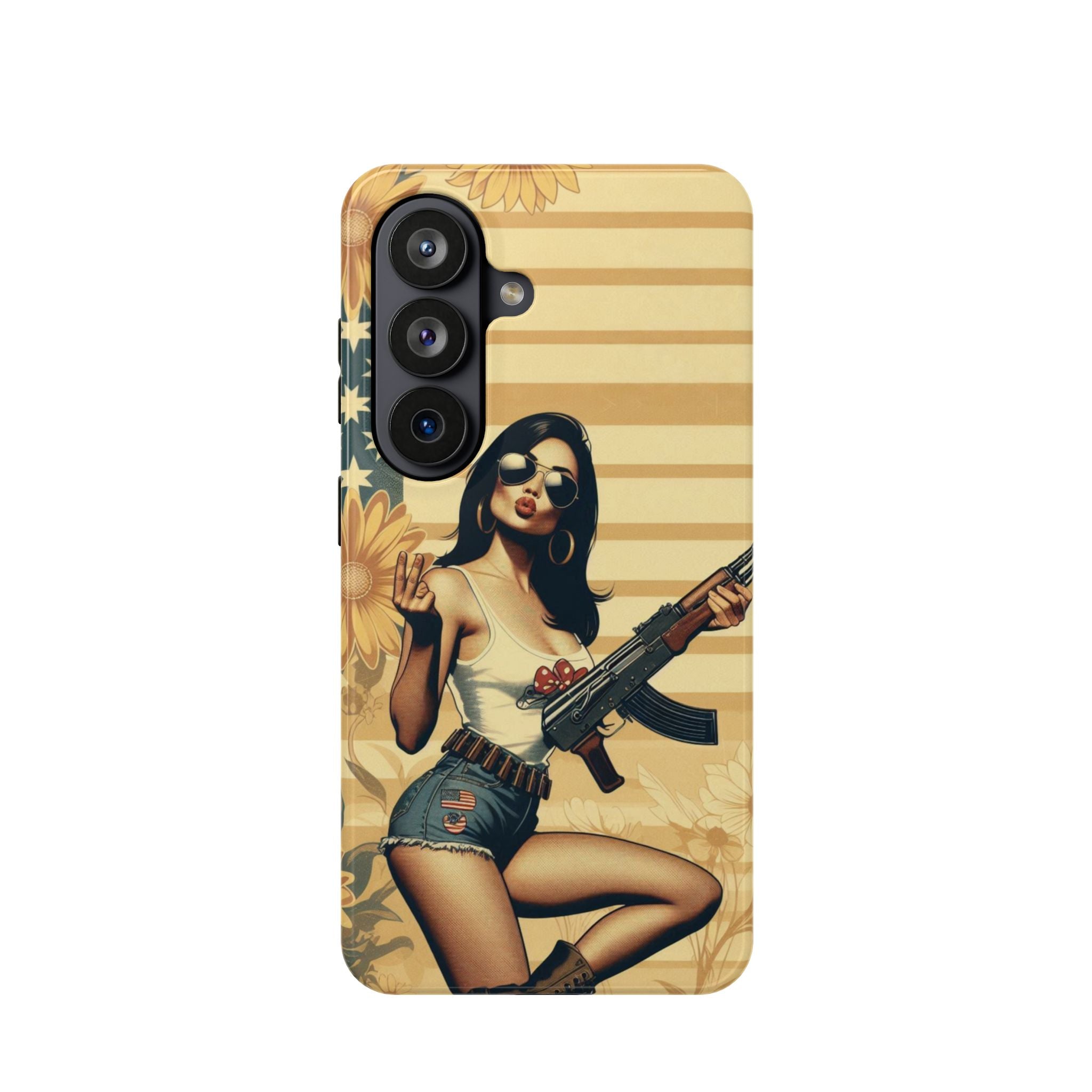 Americana AK-47 Pinup Girl - Magnetic Impact‑Resistant Phone Case  iPhone 13-17 / Samsung S26  MagSafe Compatible
