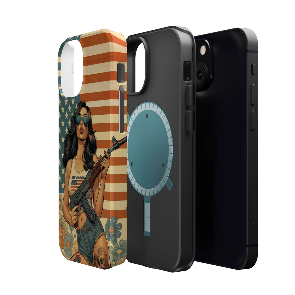 Americana AK-47 Pinup Girl - Magnetic Impact‑Resistant Phone Case  iPhone 13-17 / Samsung S26  MagSafe Compatible