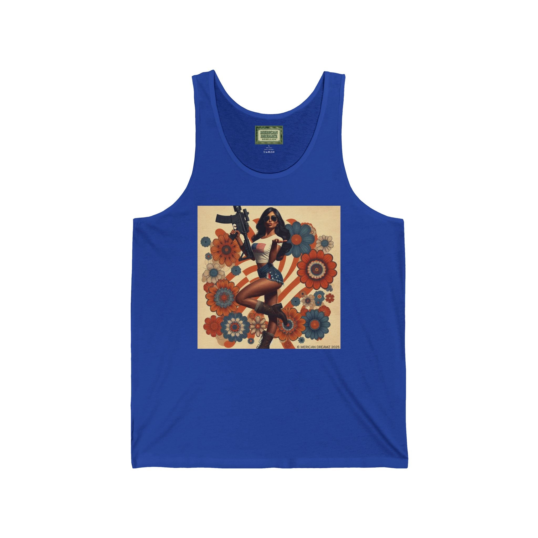 Patriotic Pin-Up Tank Top — Vintage American Flag Girl Graphic