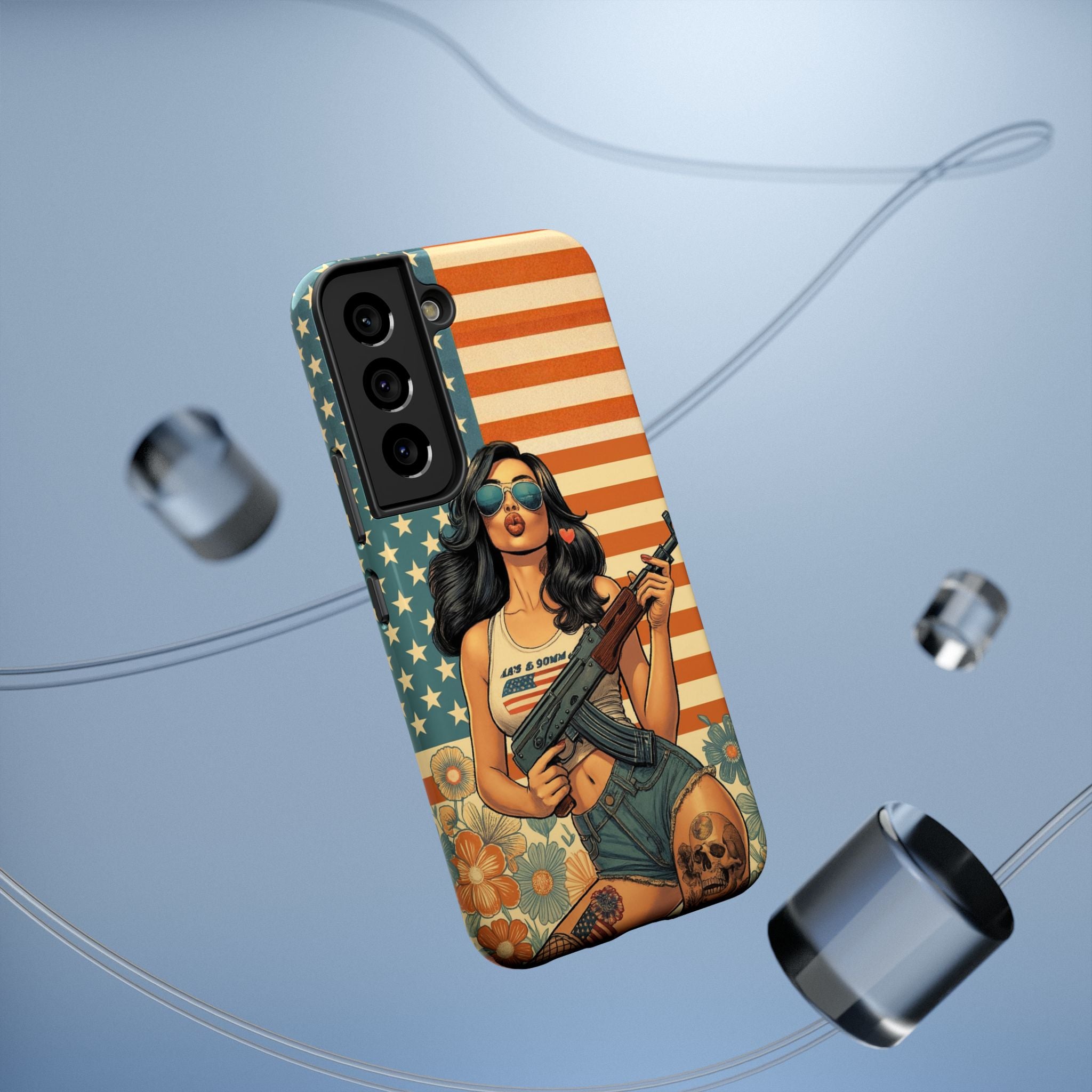 Americana AK-47 Pinup Girl - Impact‑Resistant Phone Case   Samsung Galaxy Series S22 / S22+ / S22 Ultra - S25 / S25+ / S25 Ultra