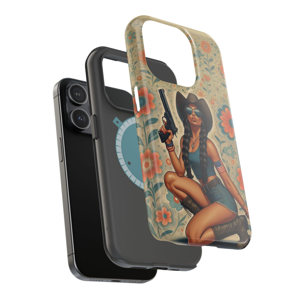 Americana 9mm Pinup Girl - Magnetic Impact‑Resistant Phone Case  iPhone 13-17 / Samsung S26  MagSafe Compatible