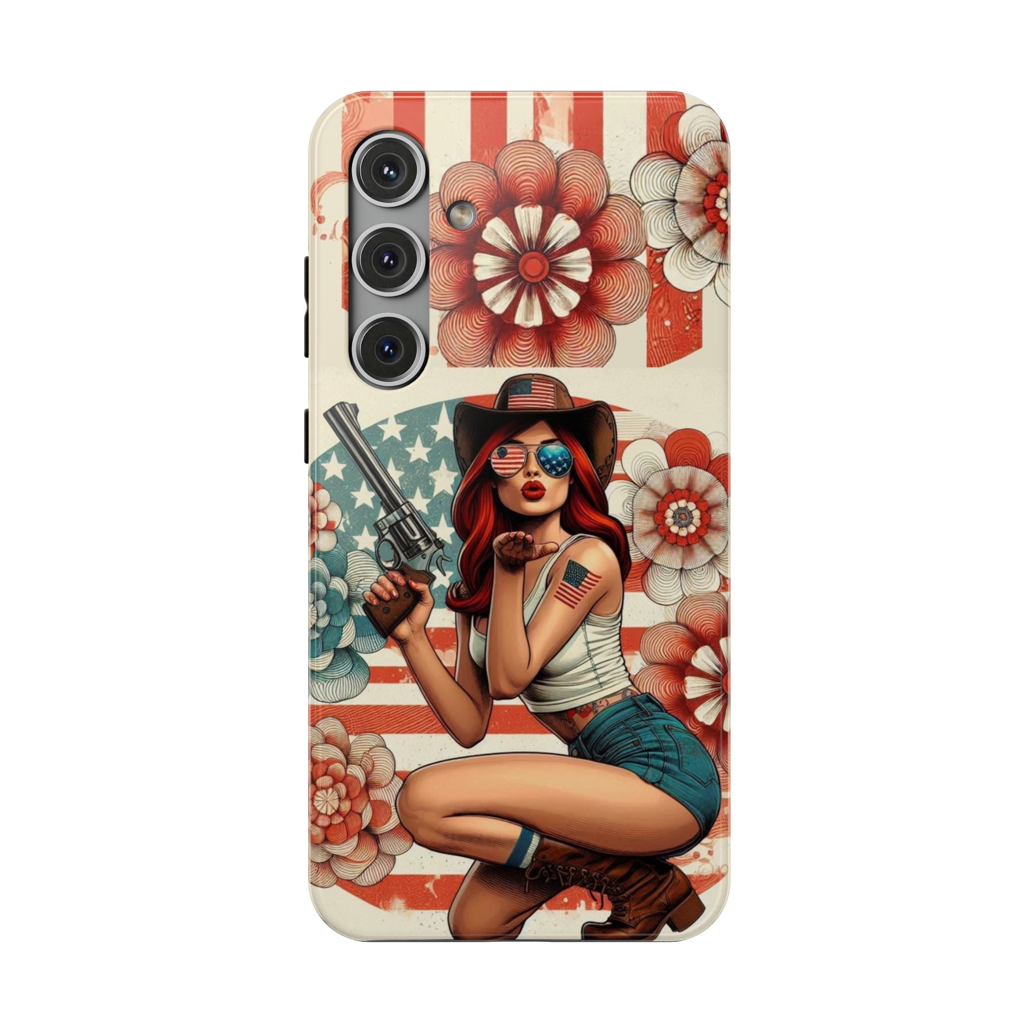 Americana 44 Magnum Pinup Girl - Impact‑Resistant Phone Case   Samsung Galaxy Series S22 / S22+ / S22 Ultra - S25 / S25+ / S25 Ultra