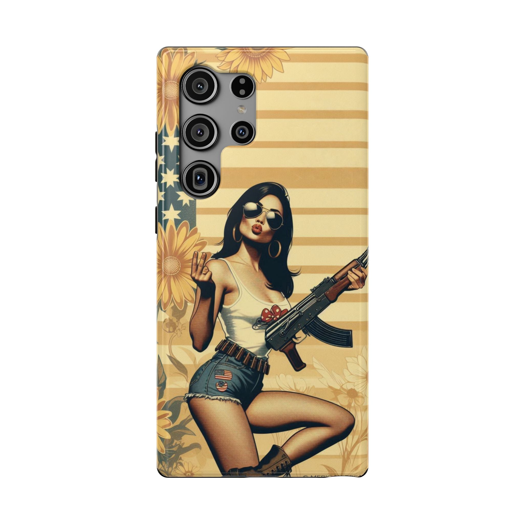 Americana AK-47 Pinup Girl - Impact‑Resistant Phone Case   Samsung Galaxy Series S22 / S22+ / S22 Ultra - S25 / S25+ / S25 Ultra