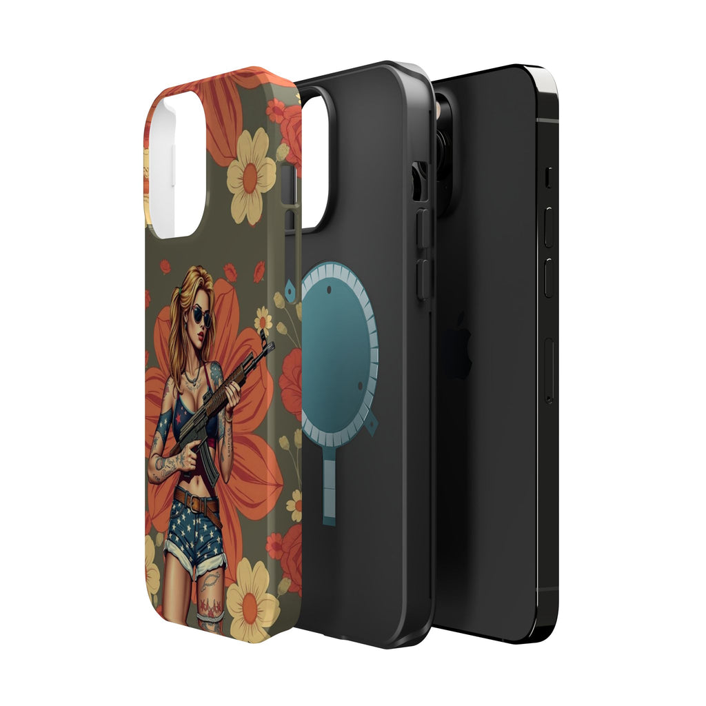 Americana AK-47 Pinup Girl - Magnetic Impact‑Resistant Phone Case  iPhone 13-17 / Samsung S26  MagSafe Compatible