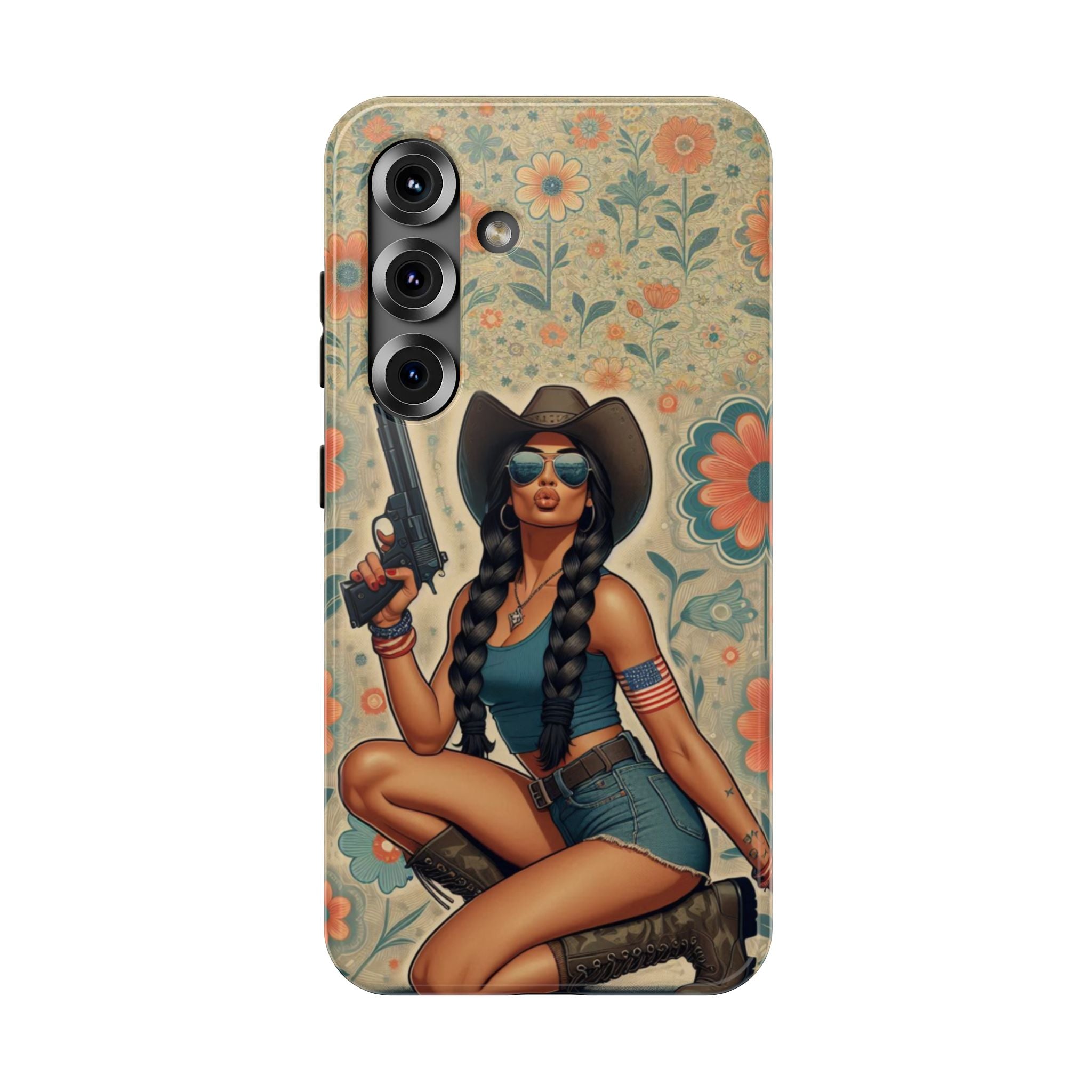 Americana 9mm Pinup Girl - Impact‑Resistant Phone Case   Samsung Galaxy Series S22 / S22+ / S22 Ultra - S25 / S25+ / S25 Ultra