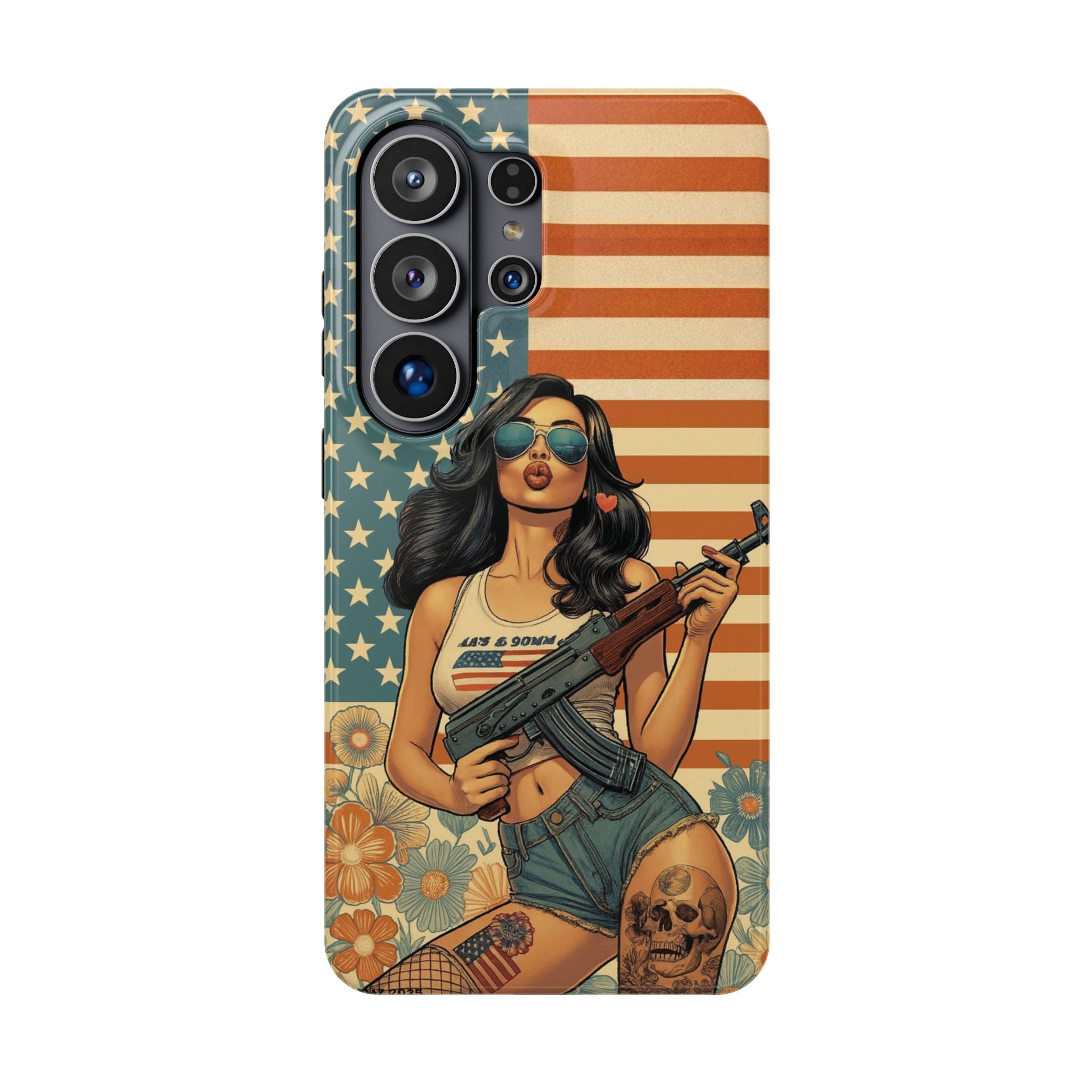 Americana AK-47 Pinup Girl - Magnetic Impact‑Resistant Phone Case  iPhone 13-17 / Samsung S26  MagSafe Compatible