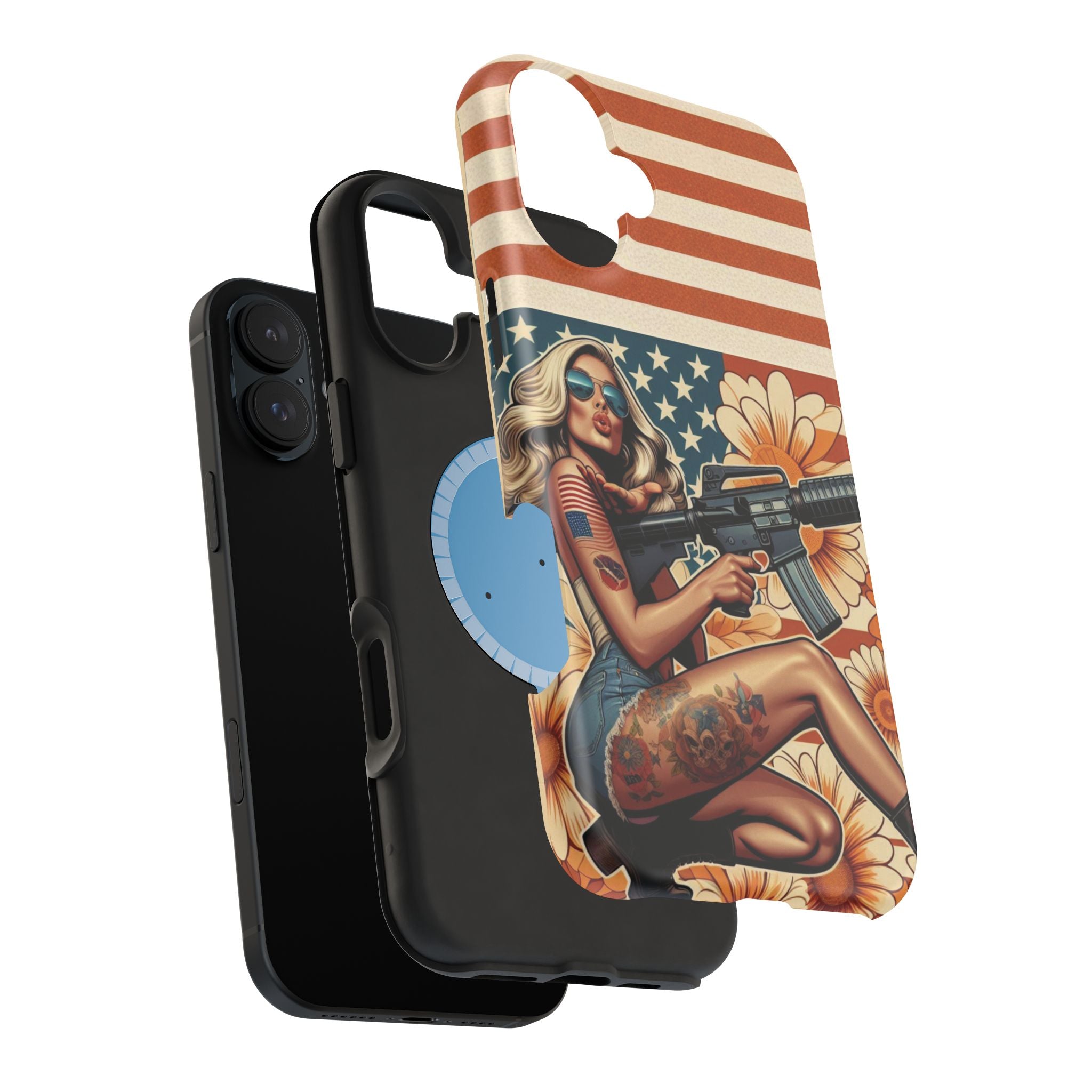 Americana AR-15 Pinup Girl - Magnetic Impact‑Resistant Phone Case  iPhone 13-17 / Samsung S26  MagSafe Compatible