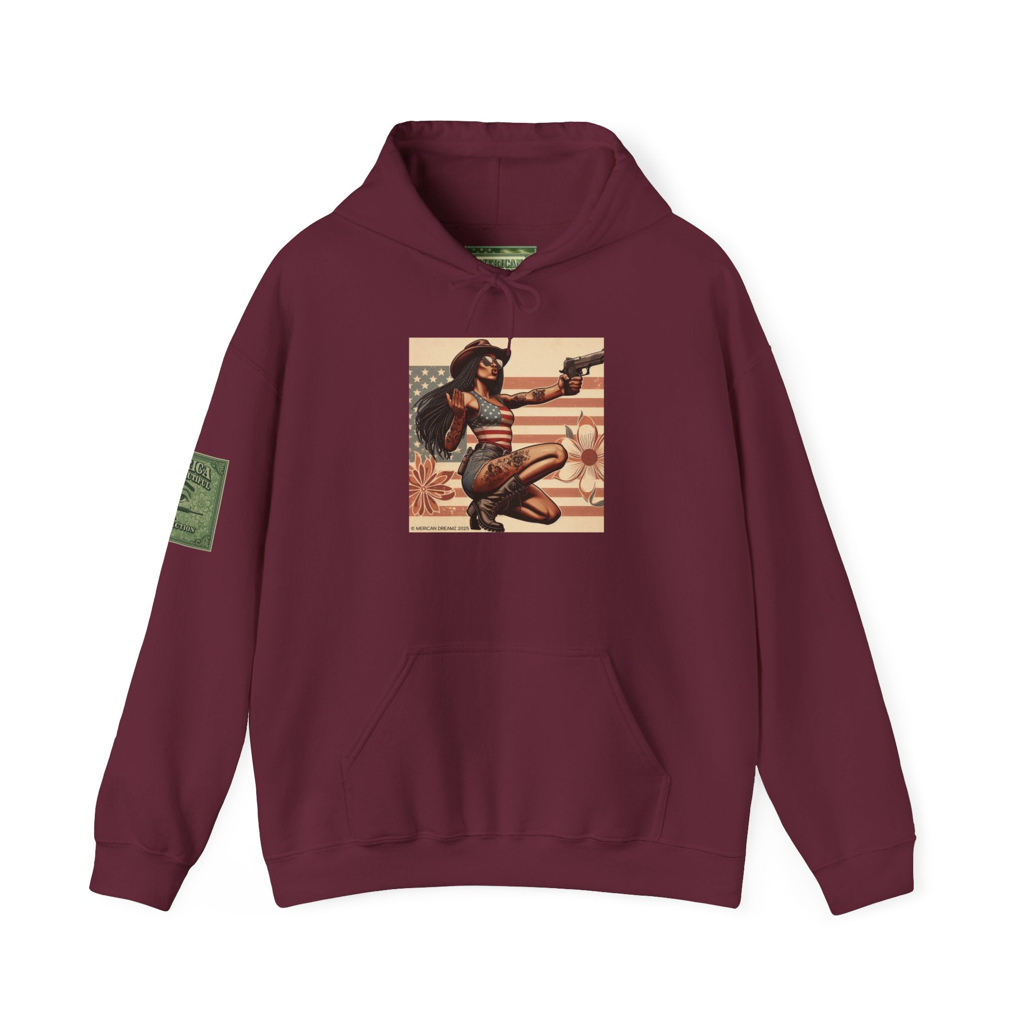 Retro Americana Pinup Gunslinger Hoodie — Vintage Pinup Girls Pullover