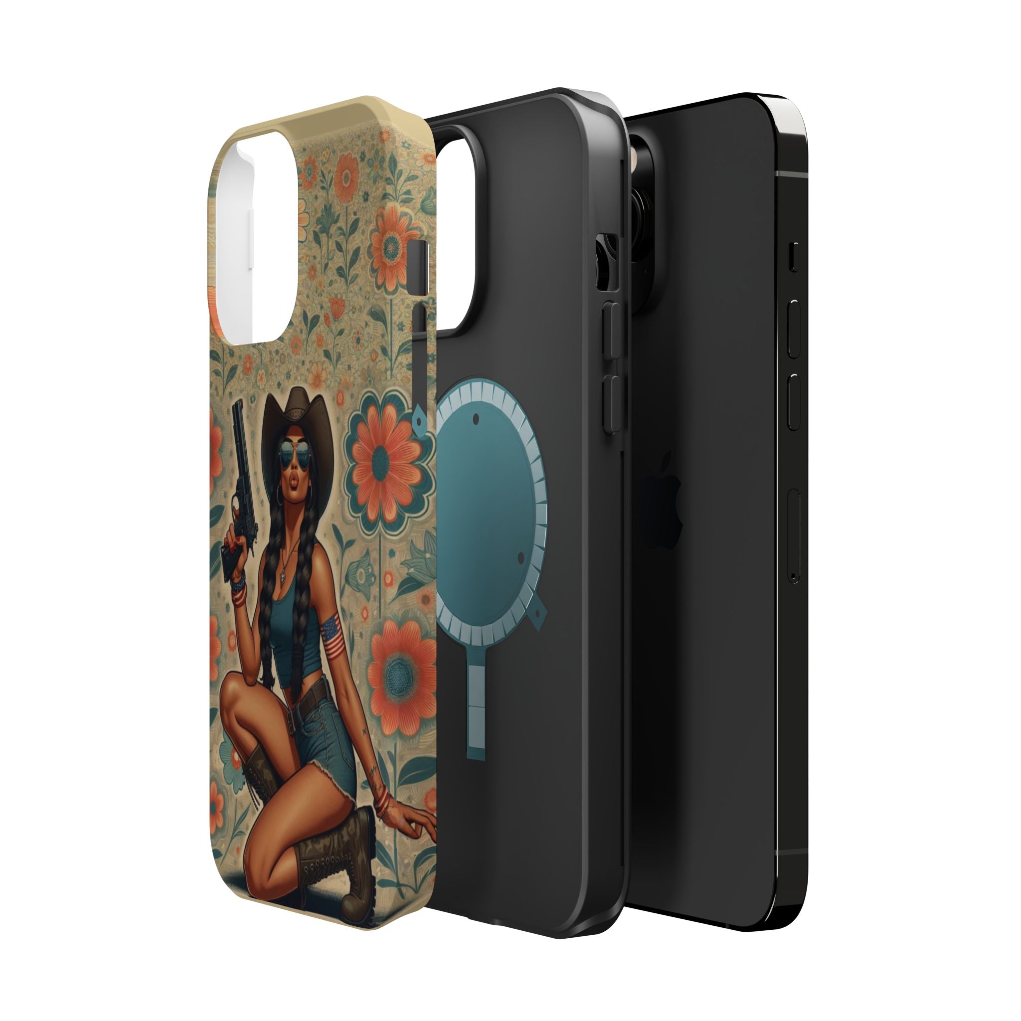 Americana 9mm Pinup Girl - Magnetic Impact‑Resistant Phone Case  iPhone 13-17 / Samsung S26  MagSafe Compatible
