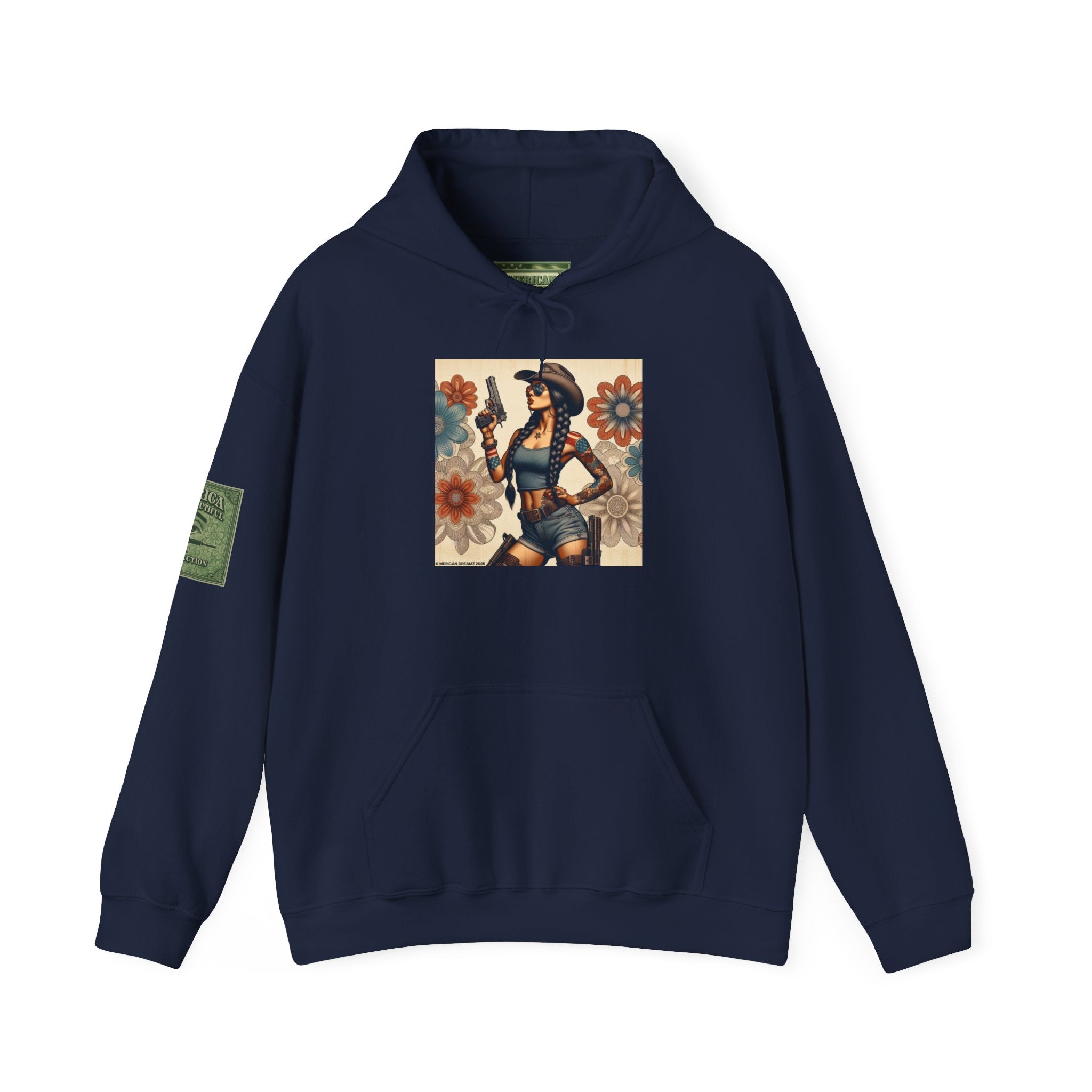Retro Americana Pinup Gunslinger Hoodie — Vintage Pinup Girls Pullover