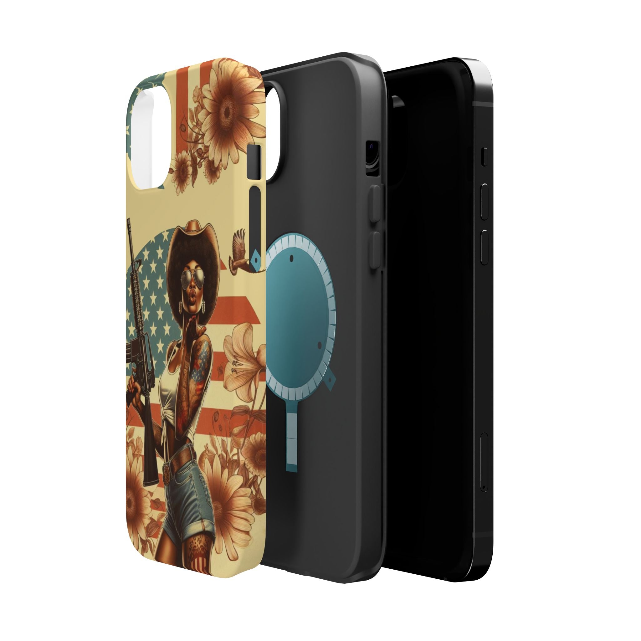 Americana AR-15 Pinup Girl - Magnetic Impact‑Resistant Phone Case  iPhone 13-17 / Samsung S26  MagSafe Compatible