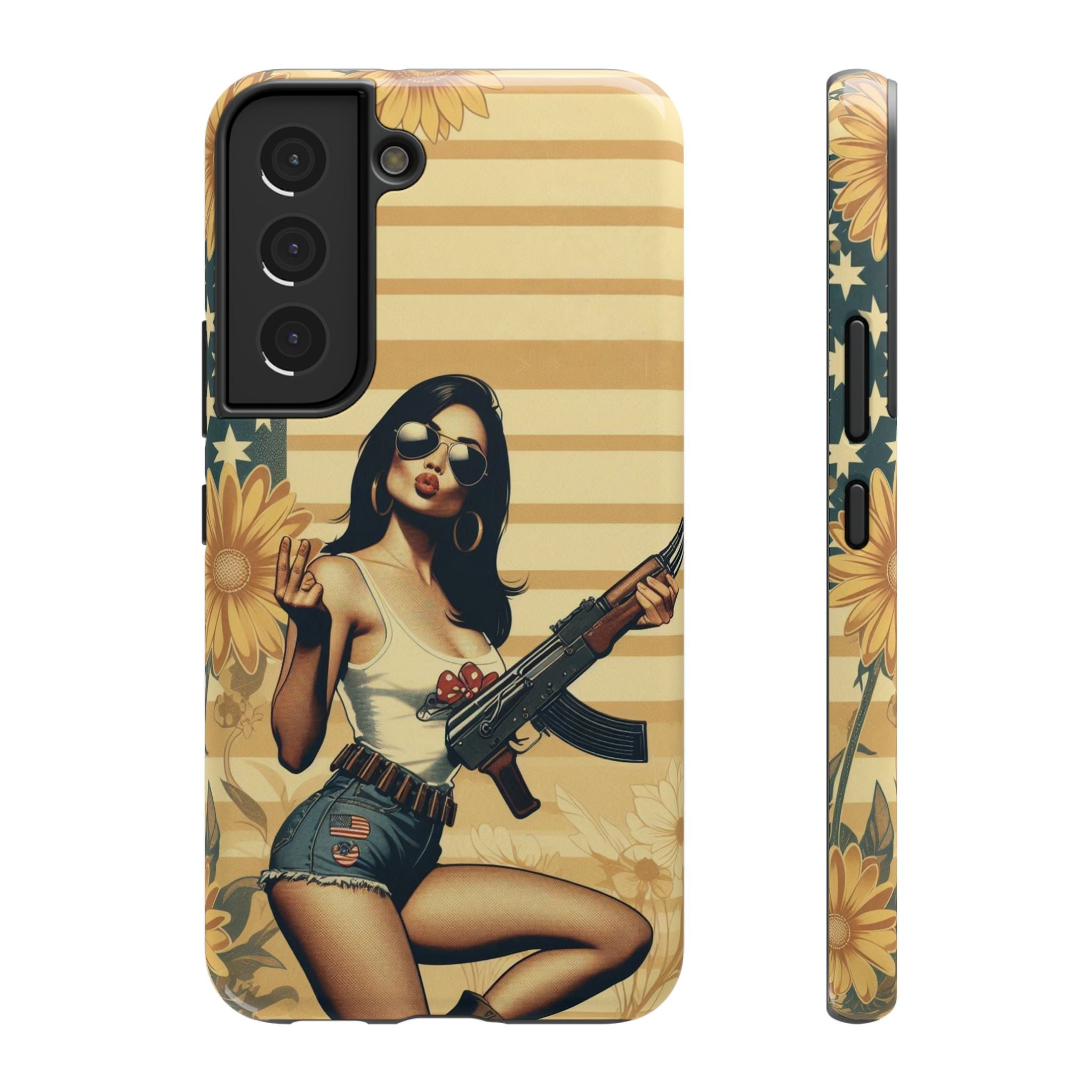 Americana AK-47 Pinup Girl - Impact‑Resistant Phone Case   Samsung Galaxy Series S22 / S22+ / S22 Ultra - S25 / S25+ / S25 Ultra