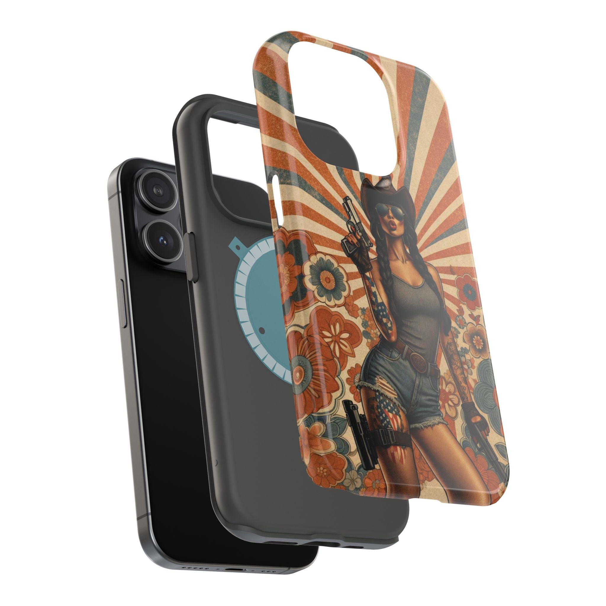 Americana 9mm Pinup Girl - Magnetic Impact‑Resistant Phone Case  iPhone 13-17 / Samsung S26  MagSafe Compatible