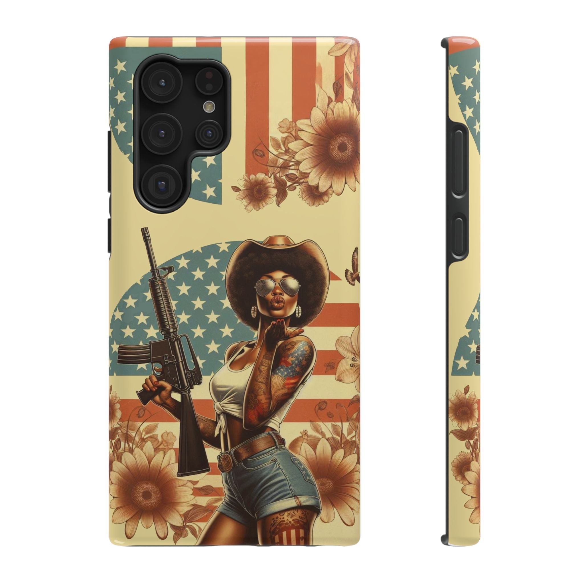 Americana AR-15 Pinup Girl - Impact‑Resistant Phone Case Samsung Galaxy Series S22 / S22+ / S22 Ultra - S25 / S25+ / S25 Ultra