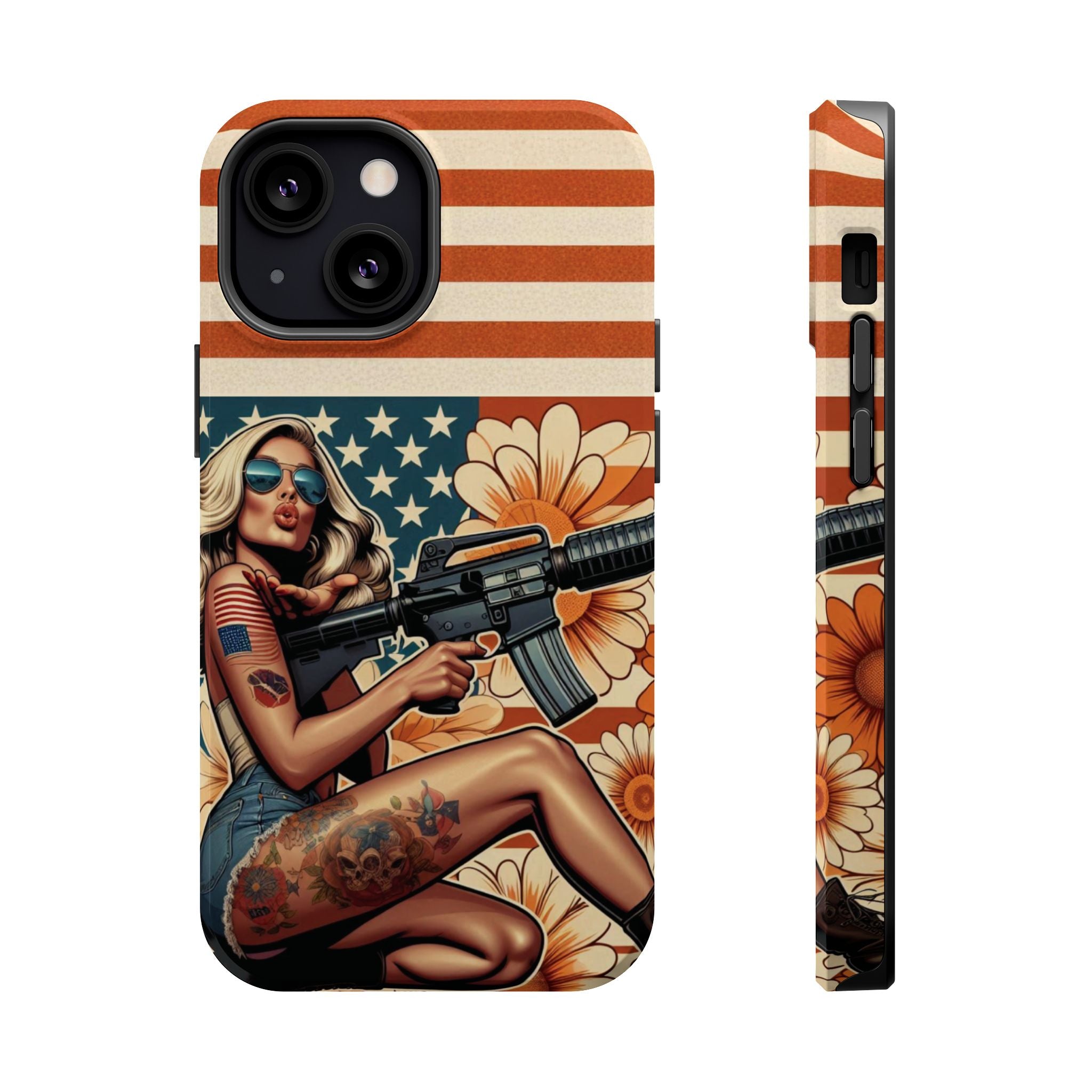 Americana AR-15 Pinup Girl - Magnetic Impact‑Resistant Phone Case  iPhone 13-17 / Samsung S26  MagSafe Compatible