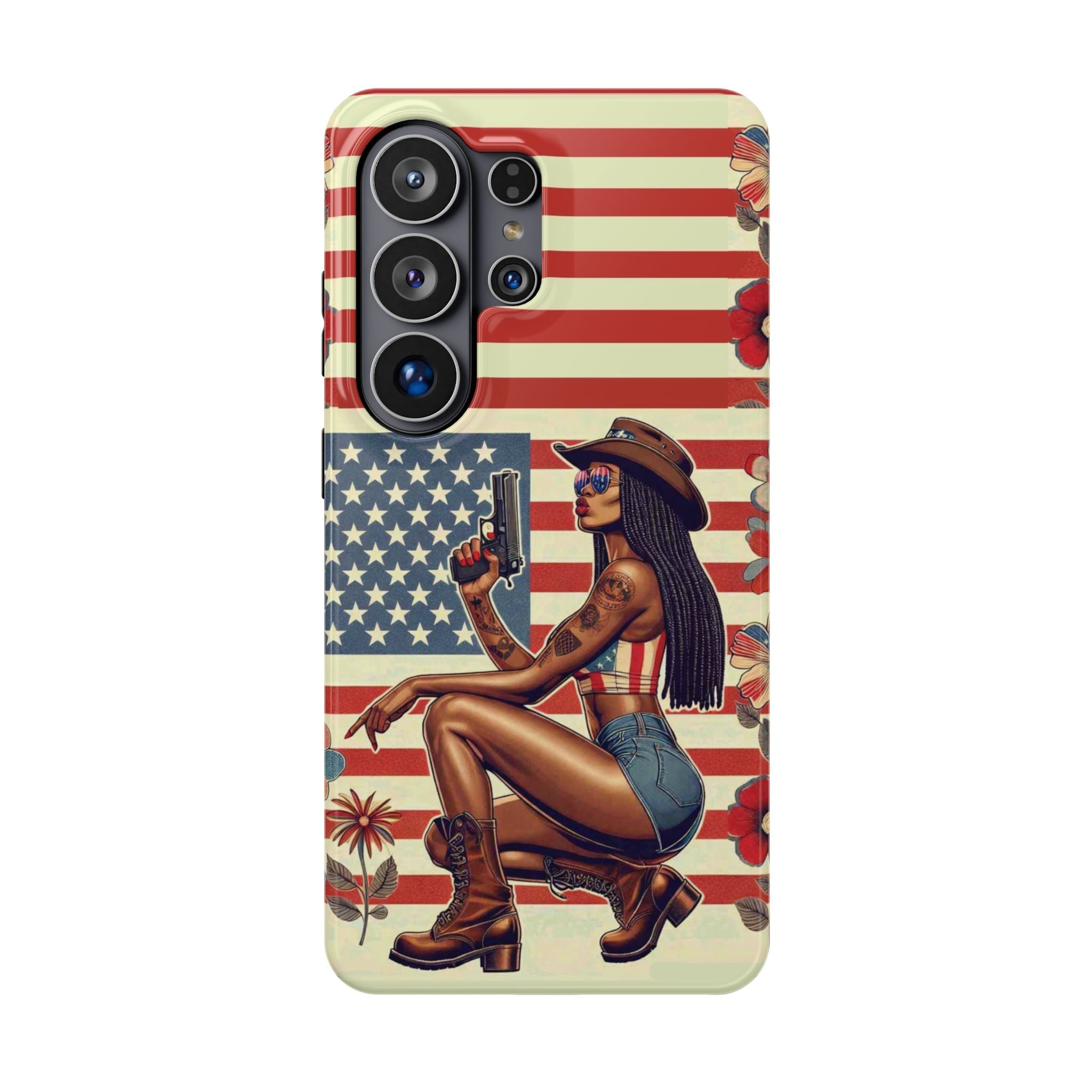 Americana 9mm Pinup Girl - Magnetic Impact‑Resistant Phone Case  iPhone 13-17 / Samsung S26  MagSafe Compatible