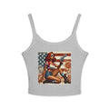 Retro Pinup Girl Tank Top — Vintage Flag & Floral Spaghetti Strap