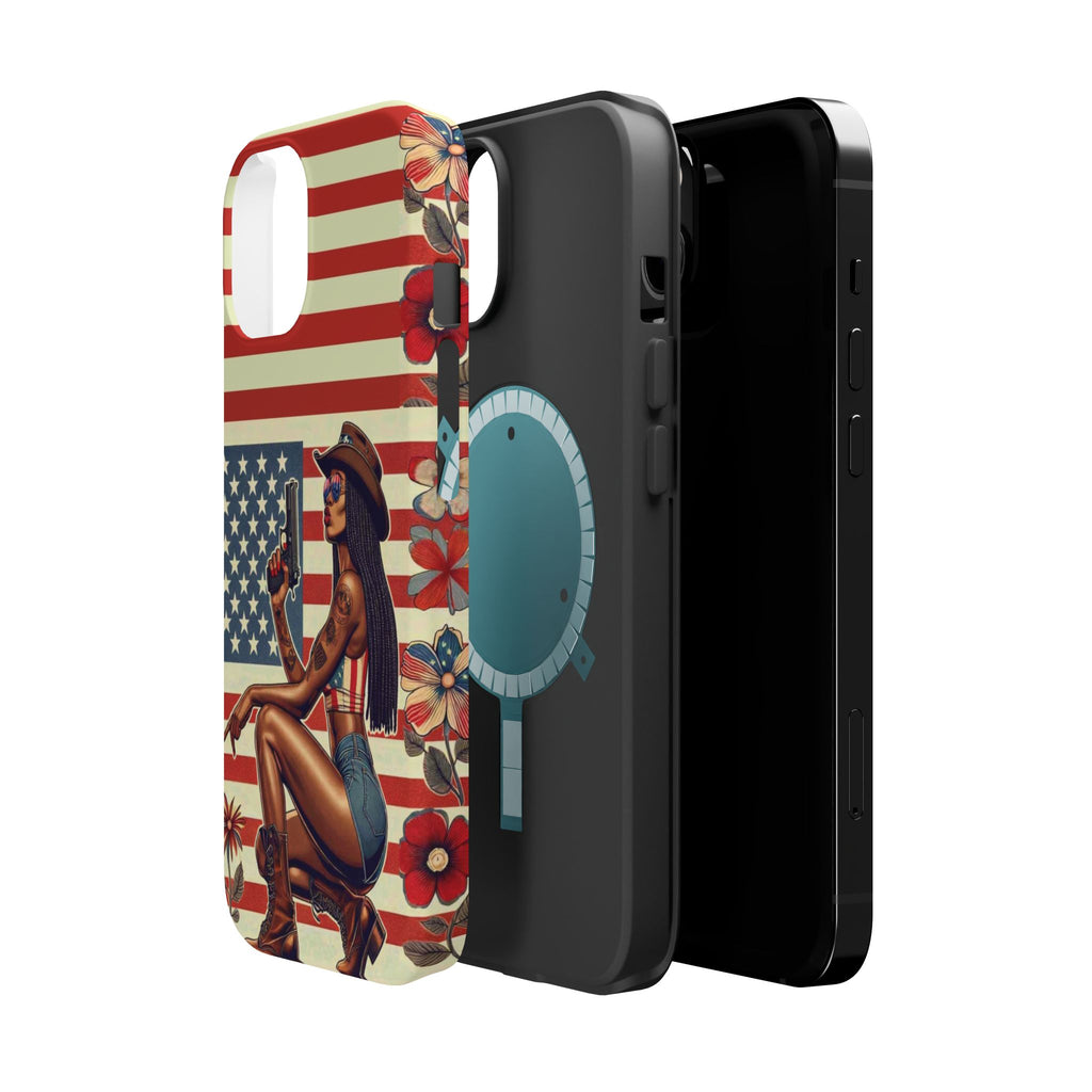 Americana 9mm Pinup Girl - Magnetic Impact‑Resistant Phone Case  iPhone 13-17 / Samsung S26  MagSafe Compatible