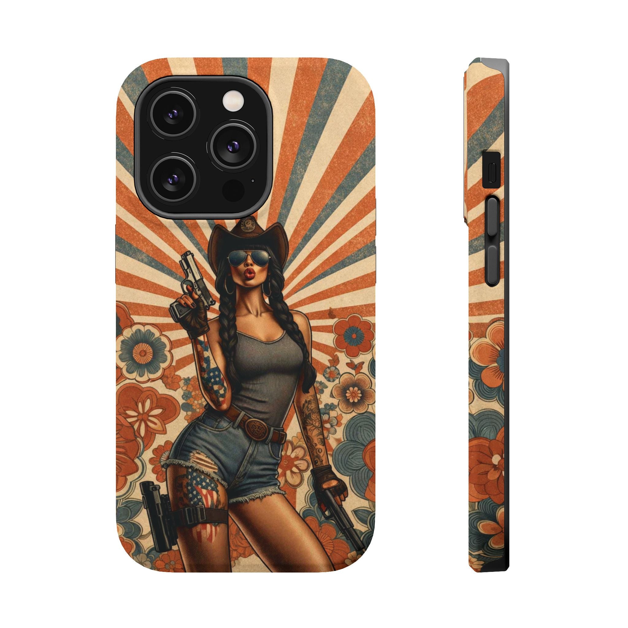 Americana 9mm Pinup Girl - Magnetic Impact‑Resistant Phone Case  iPhone 13-17 / Samsung S26  MagSafe Compatible
