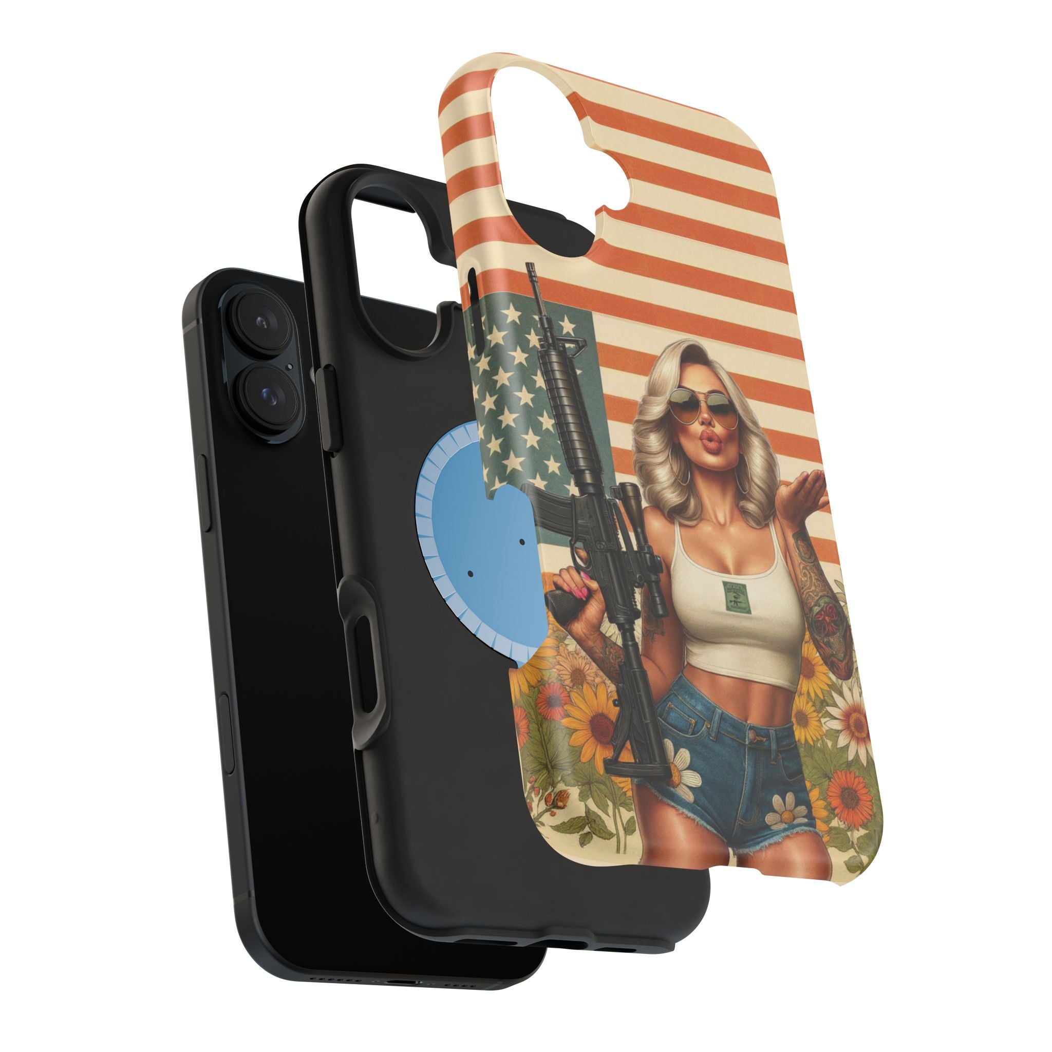 Americana AR-15 Pinup Girl - Magnetic Impact‑Resistant Phone Case  iPhone 13-17 / Samsung S26  MagSafe Compatible