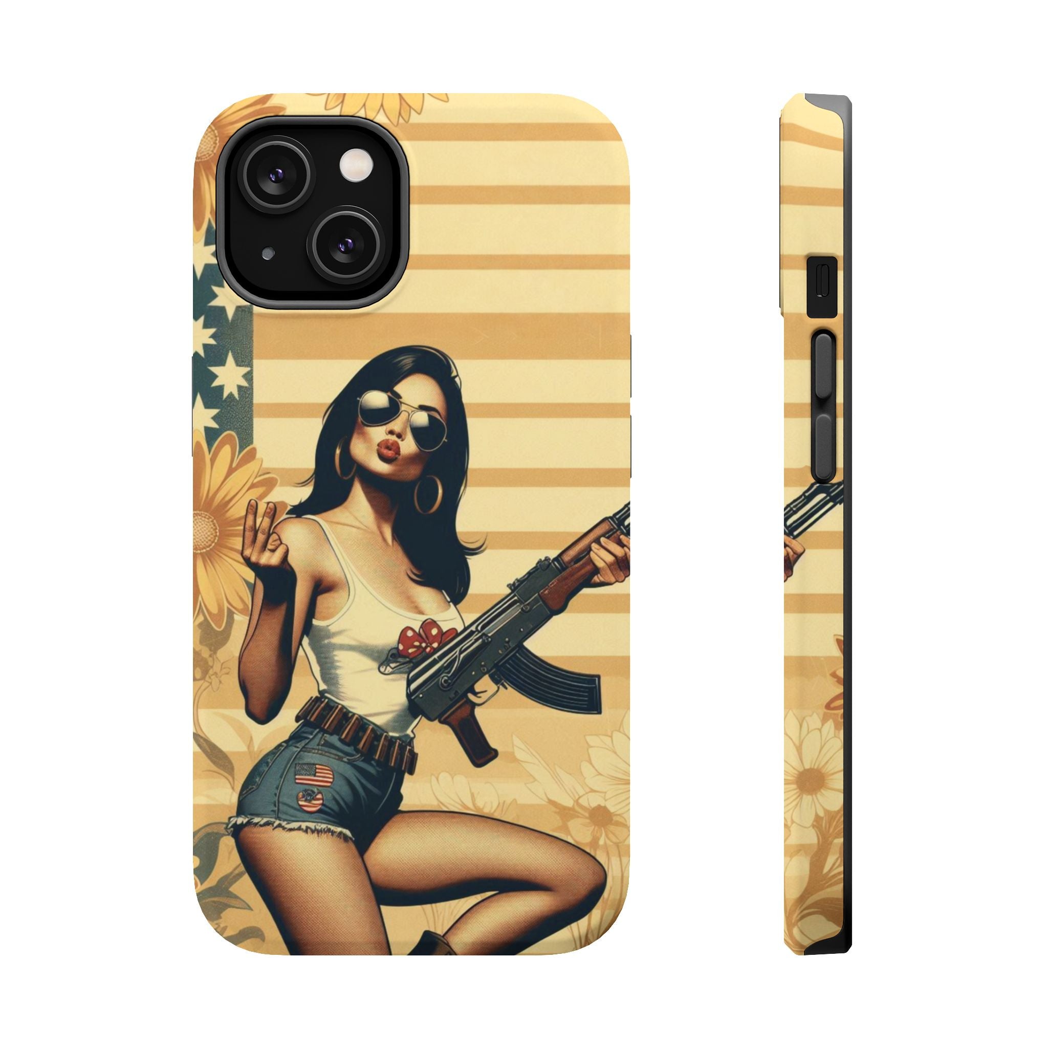 Americana AK-47 Pinup Girl - Magnetic Impact‑Resistant Phone Case  iPhone 13-17 / Samsung S26  MagSafe Compatible