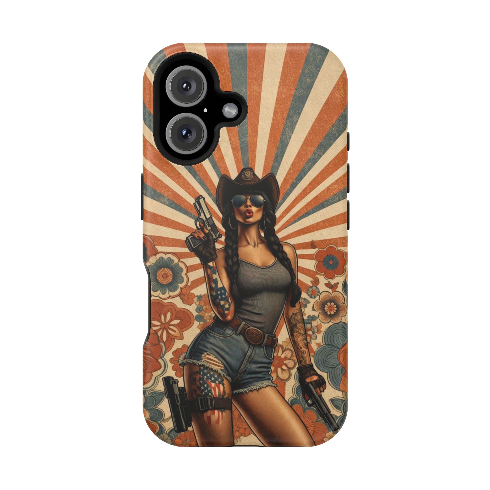 Americana 9mm Pinup Girl - Magnetic Impact‑Resistant Phone Case  iPhone 13-17 / Samsung S26  MagSafe Compatible