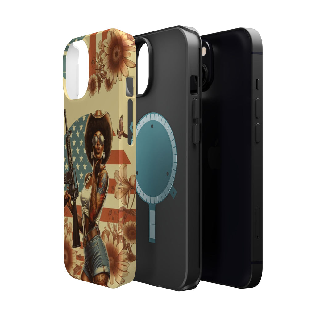 Americana AR-15 Pinup Girl - Magnetic Impact‑Resistant Phone Case  iPhone 13-17 / Samsung S26  MagSafe Compatible