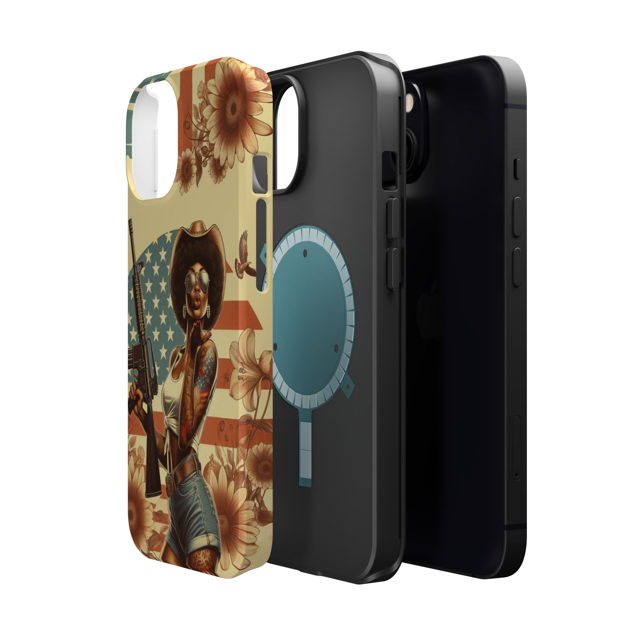 Americana AR-15 Pinup Girl - Magnetic Impact‑Resistant Phone Case  iPhone 13-17 / Samsung S26  MagSafe Compatible