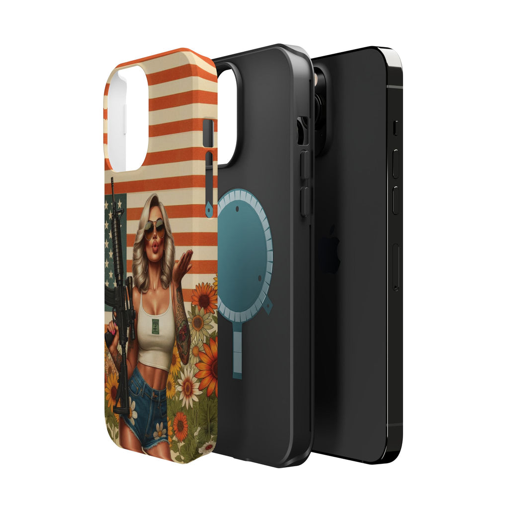 Americana AR-15 Pinup Girl - Magnetic Impact‑Resistant Phone Case  iPhone 13-17 / Samsung S26  MagSafe Compatible