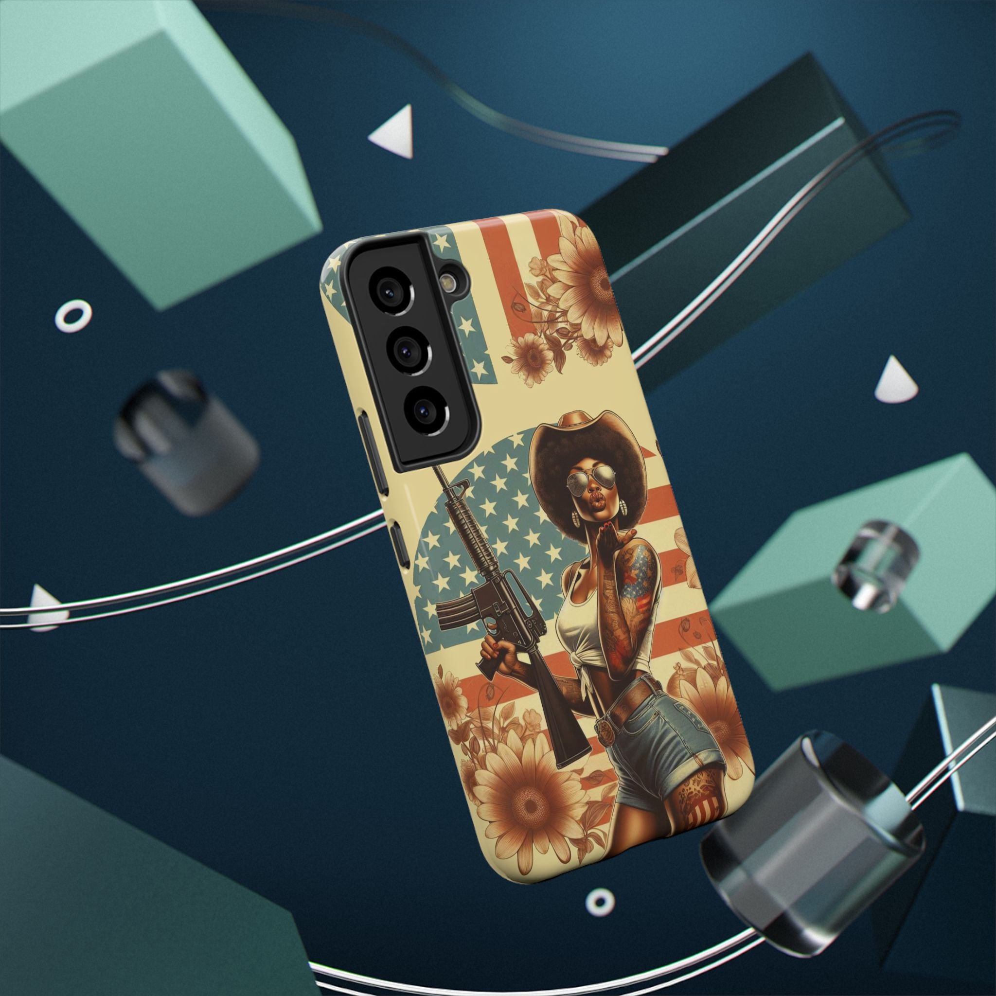 Americana AR-15 Pinup Girl - Impact‑Resistant Phone Case Samsung Galaxy Series S22 / S22+ / S22 Ultra - S25 / S25+ / S25 Ultra