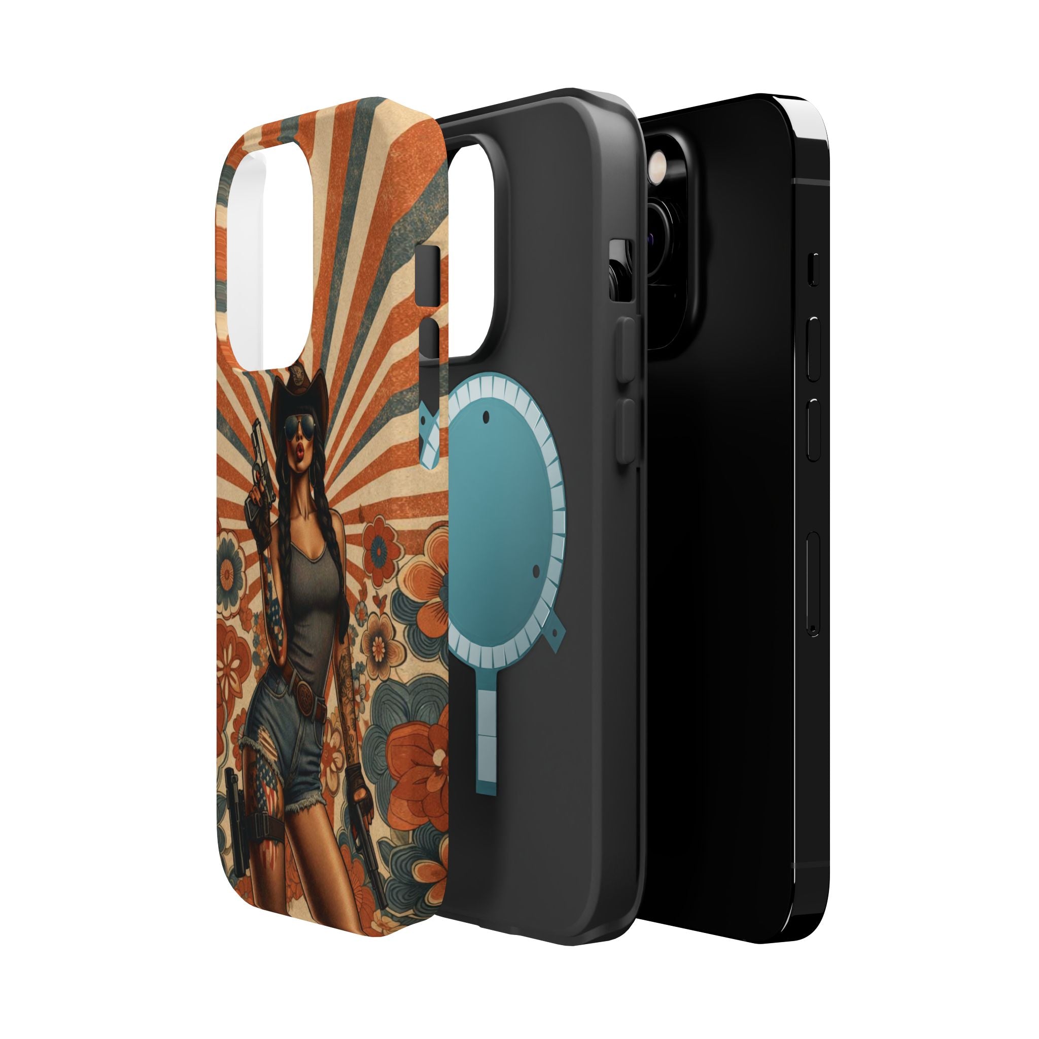 Americana 9mm Pinup Girl - Magnetic Impact‑Resistant Phone Case  iPhone 13-17 / Samsung S26  MagSafe Compatible